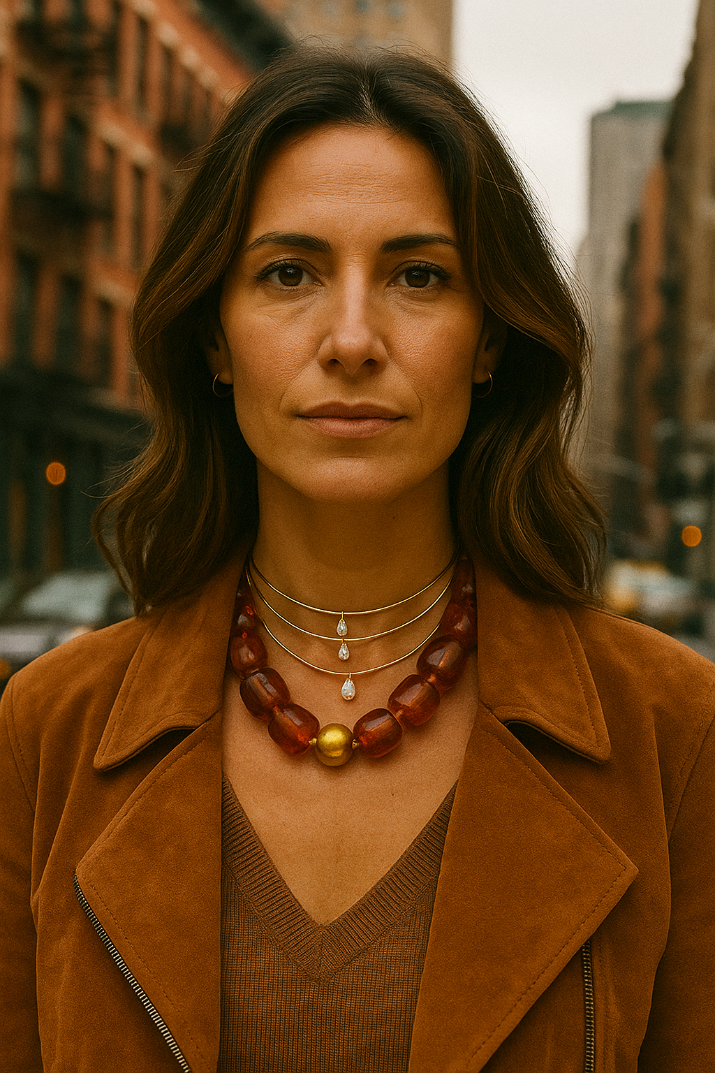 Sahira Pebbles Beaded Necklace in brown