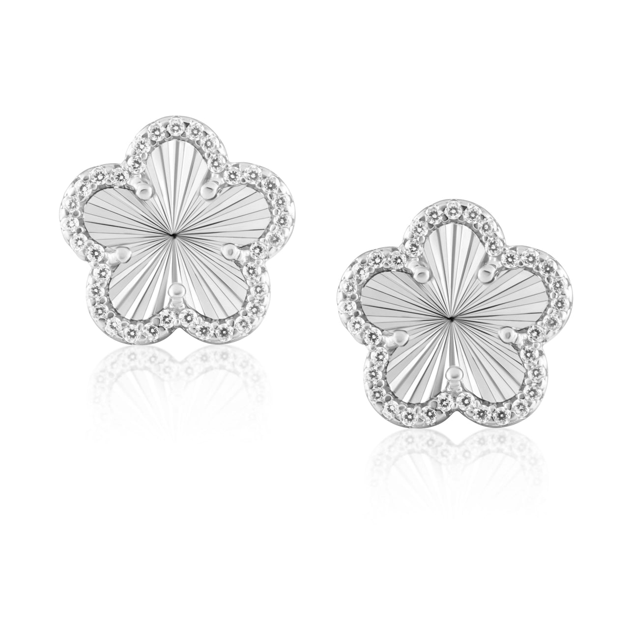 Sahira Adeline Pave Outline Clover Studs