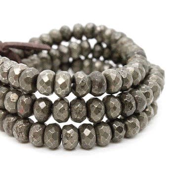 Lizou Faceted Pyrite Set/3 Stretch Bracelets