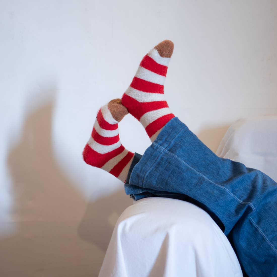 Bonne Maison Red Striped Foamy Merino Sock BCL203