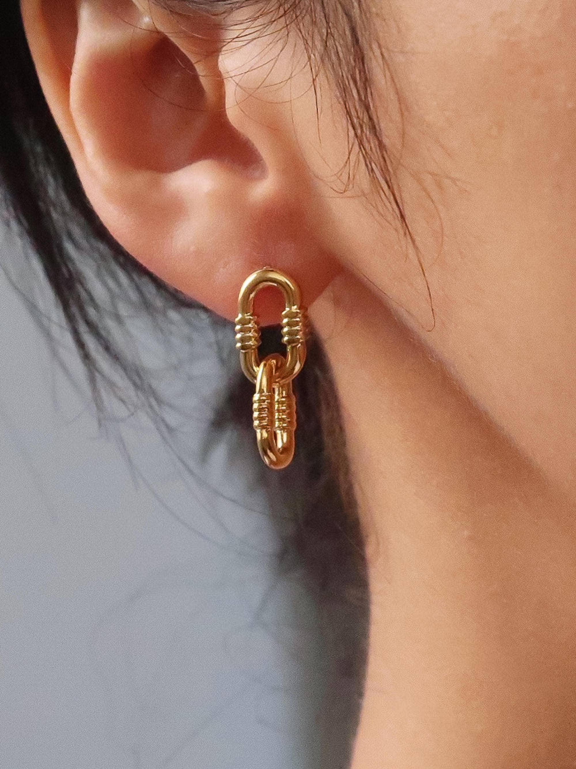 Flânerie Rêve 18K Gold Small Link Earrings