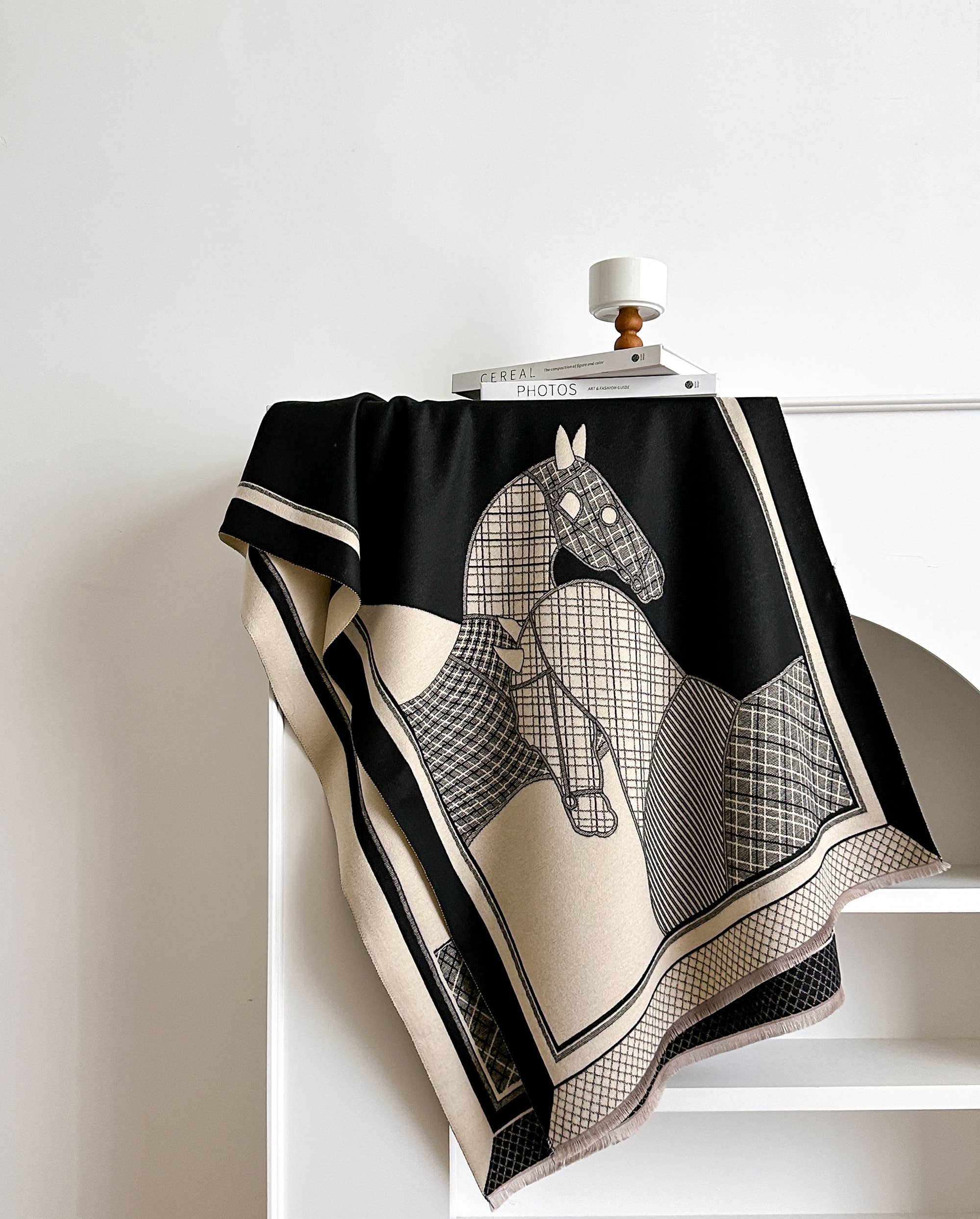 Winding River Black / Cream Equus Plaid Reversible Wrap