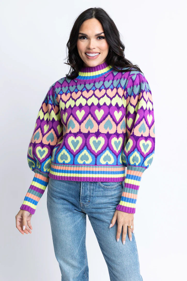Karlie Novelty Heart Mock Sweater