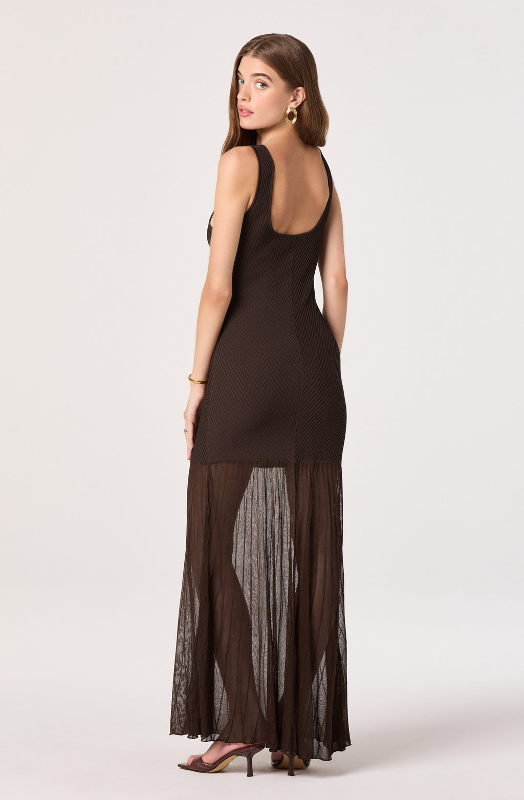ASTR Glena Ribbed Knit Drop Waist Maxi Dress