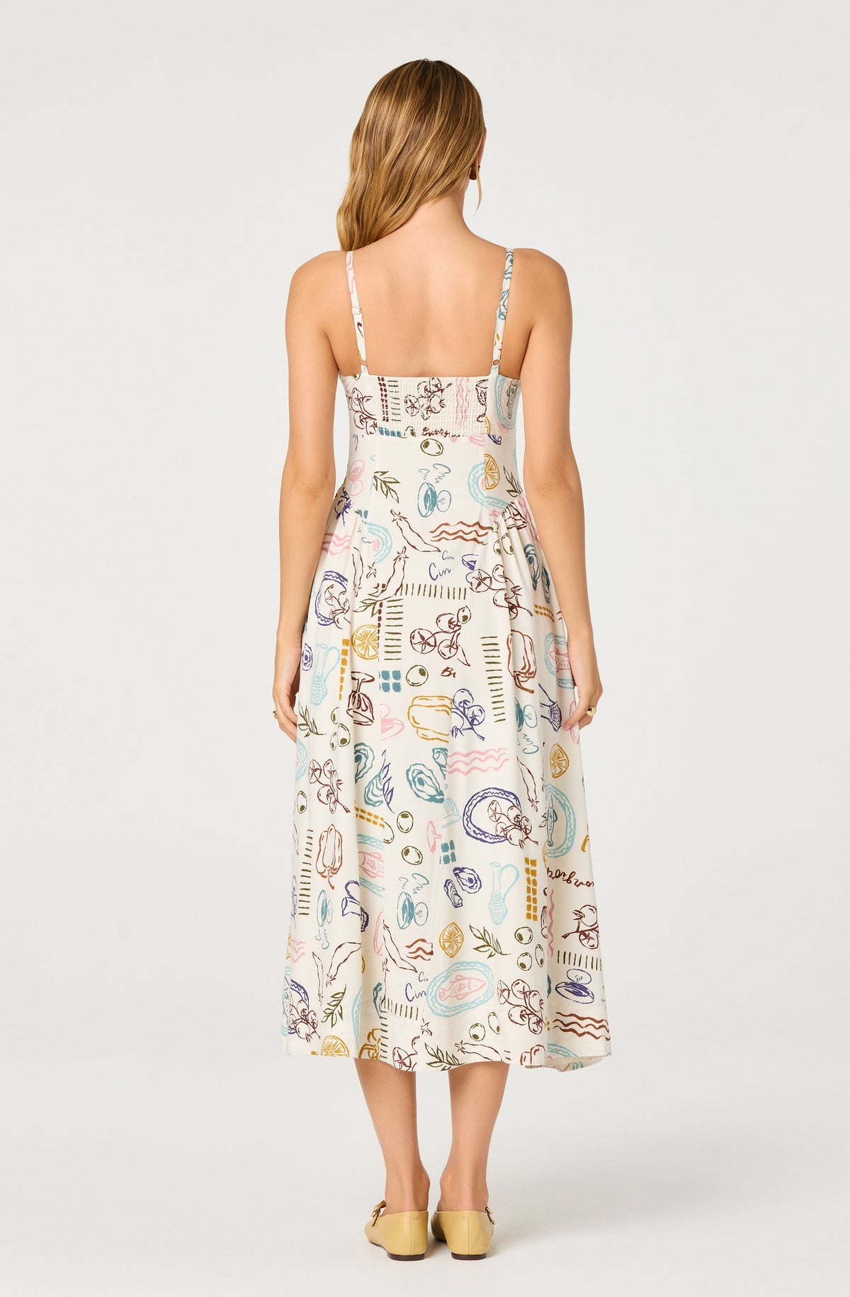 ASTR Ansley Novelty Print Linen Midi Dress