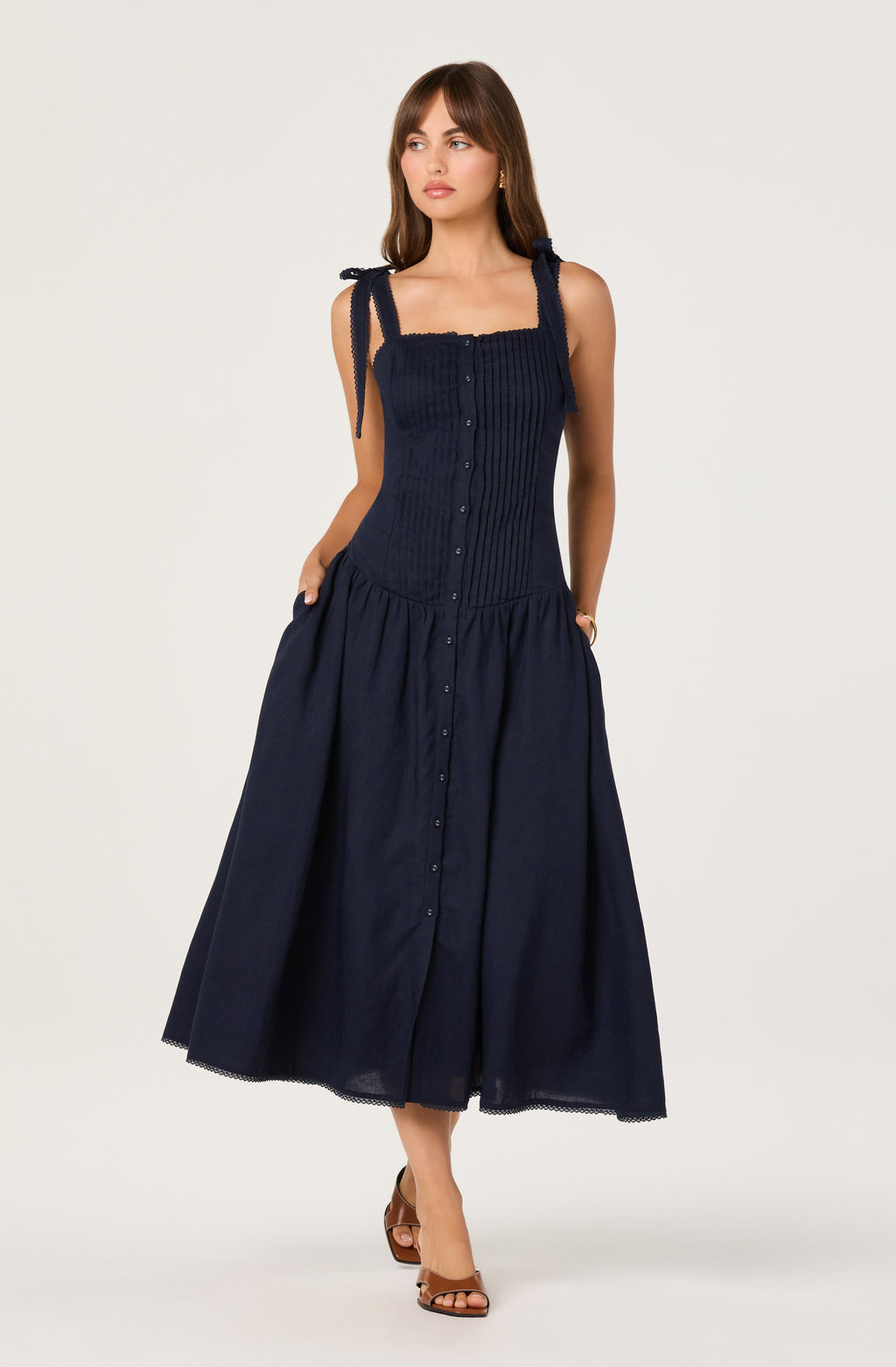 ASTR Marie Drop Waist Midi Dress