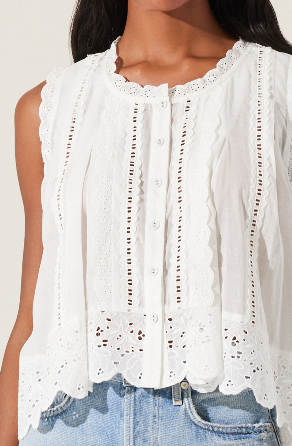 ASTR Alisa High Low Eyelet Top