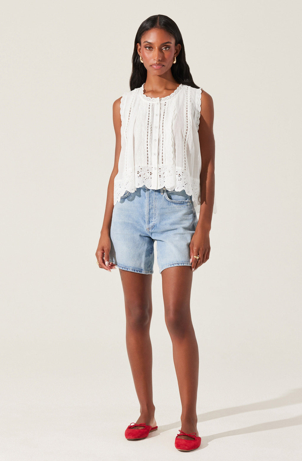 ASTR Alisa High Low Eyelet Top