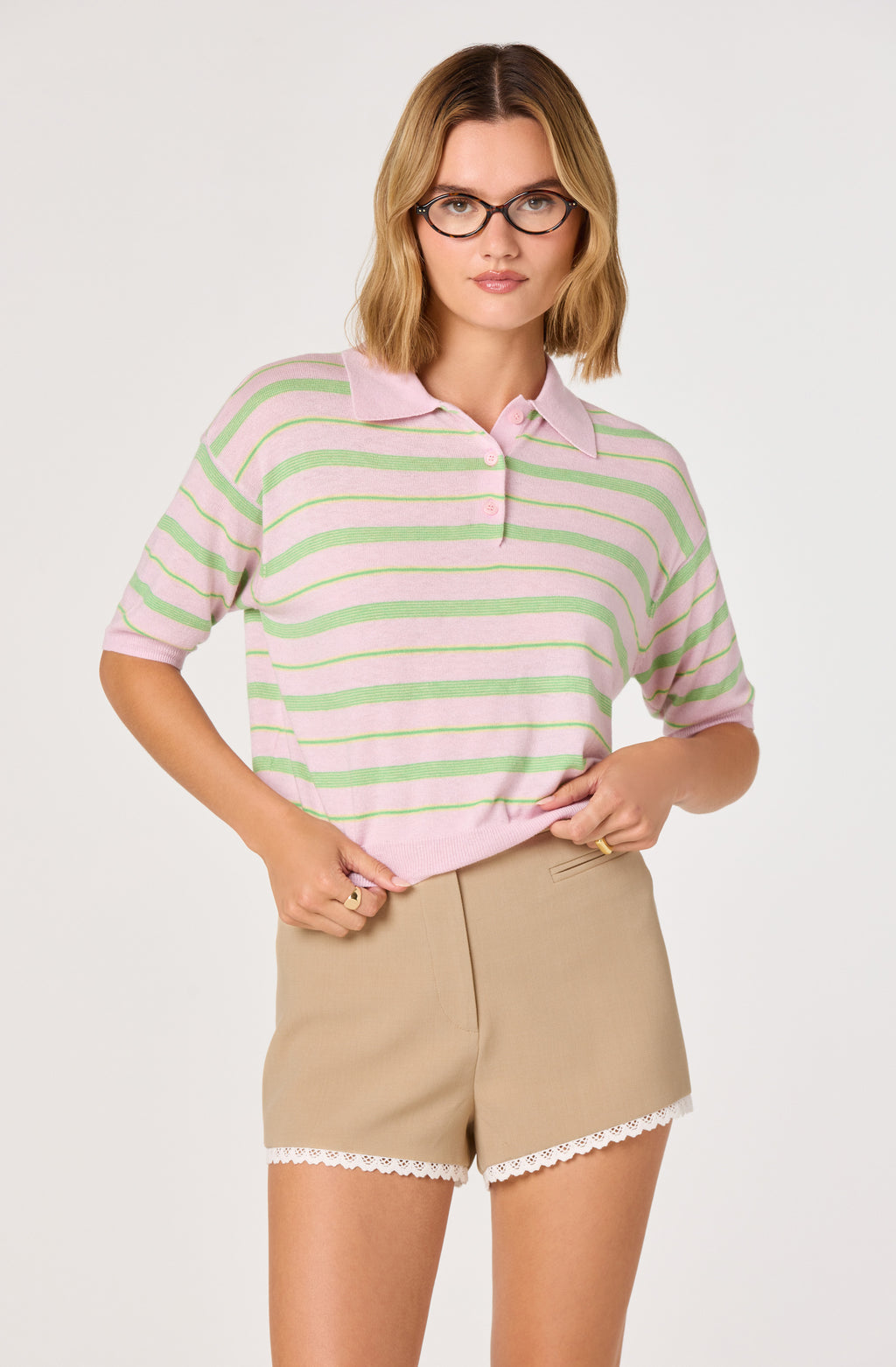 ASTR Scottie Striped Knit Polo Sweater