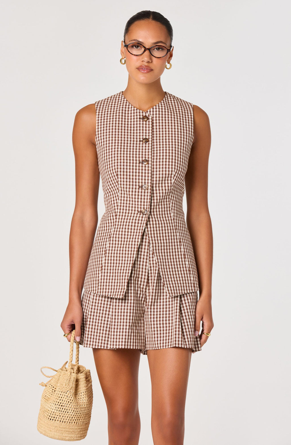 ASTR Karan Gingham Longline Vest