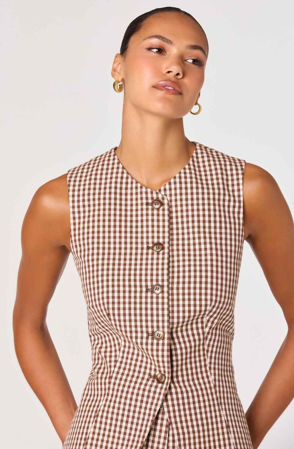 ASTR Karan Gingham Longline Vest