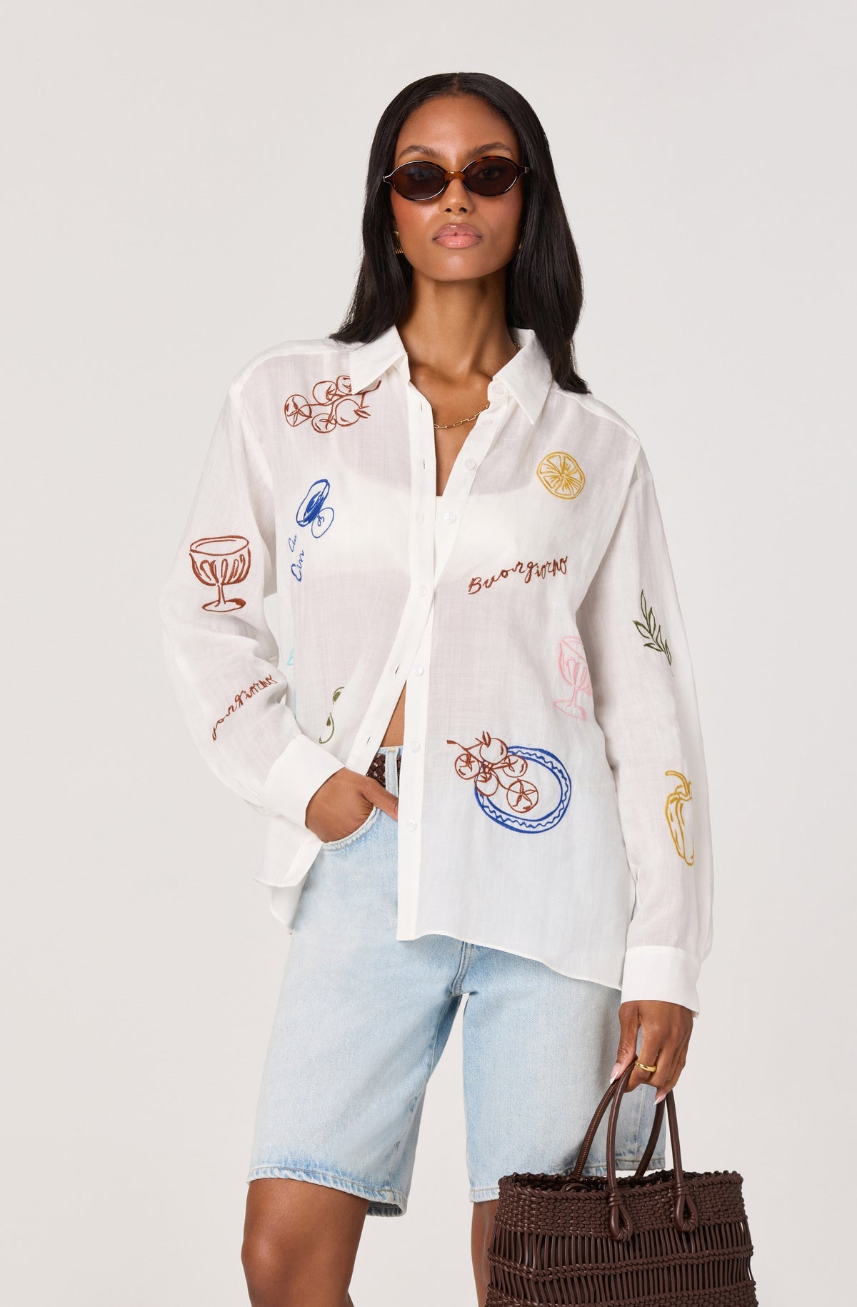 ASTR Trace Embroidered Picnic Shirt