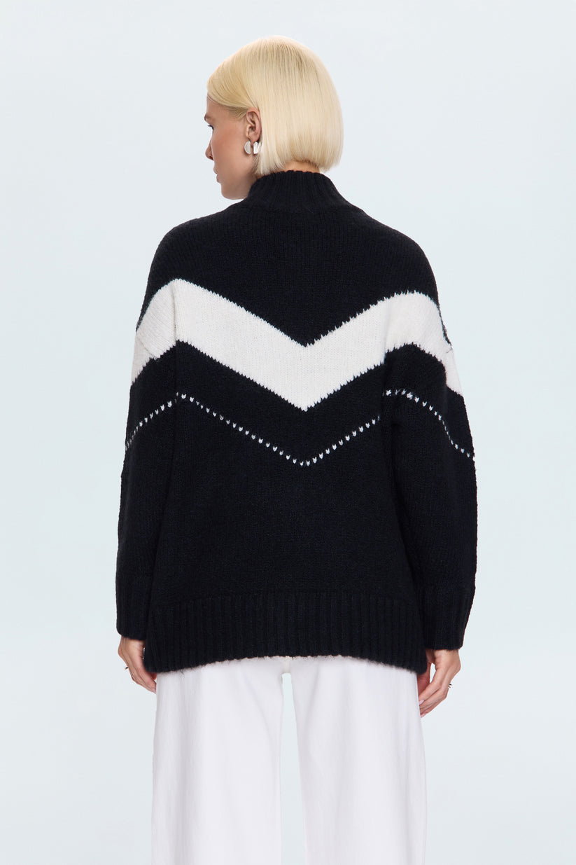 Pistola Arden Chevron Colorblock Sweater - Black Vanilla Ice