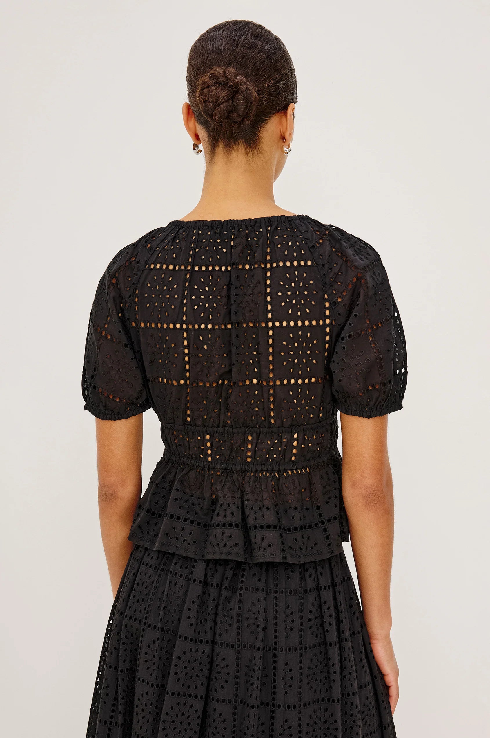 Rails Argenta Top Black Grid Embroidery