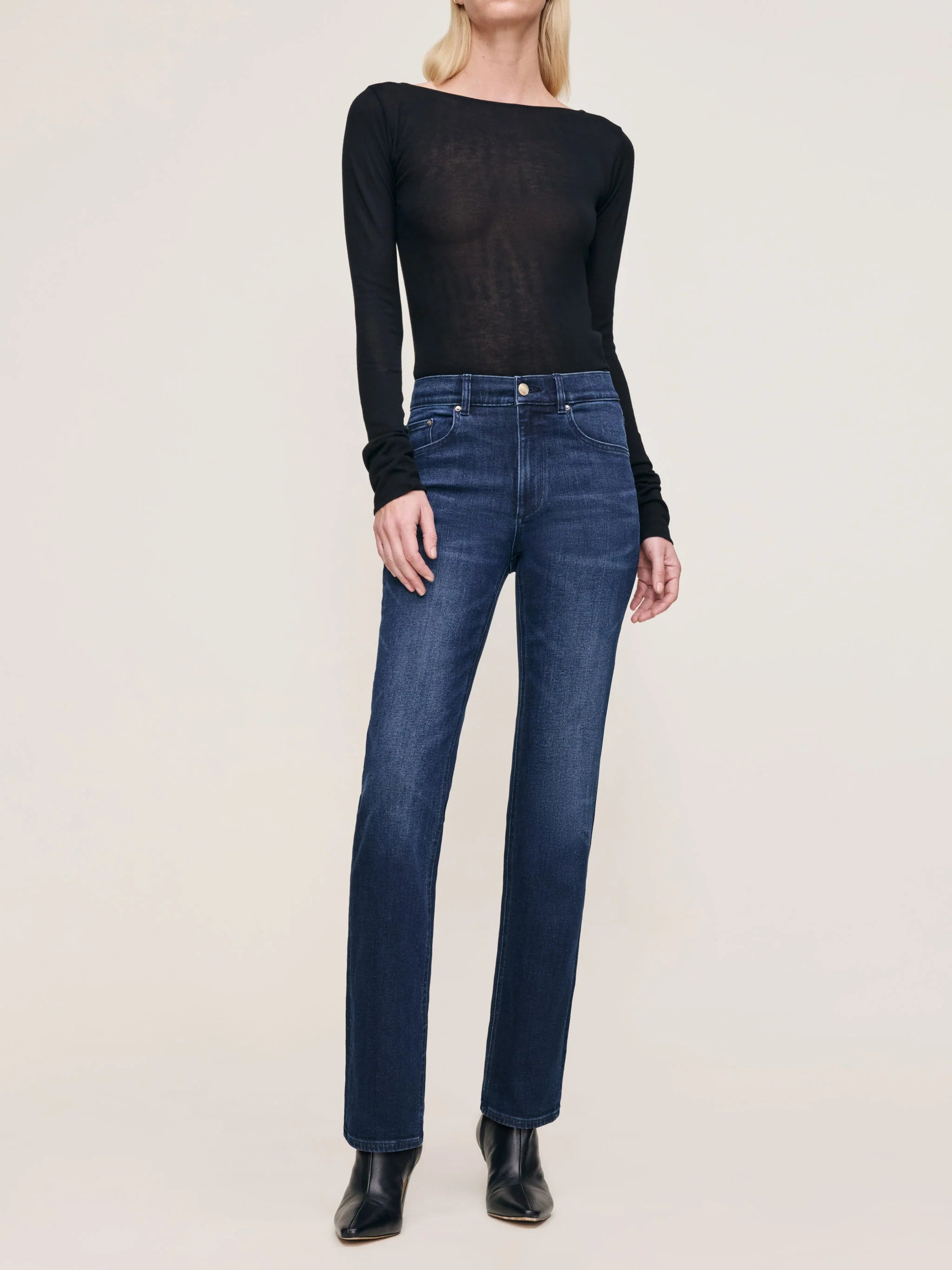 DL1961 Patti Straight High Rise 31" Jean in Blue Cave 14035