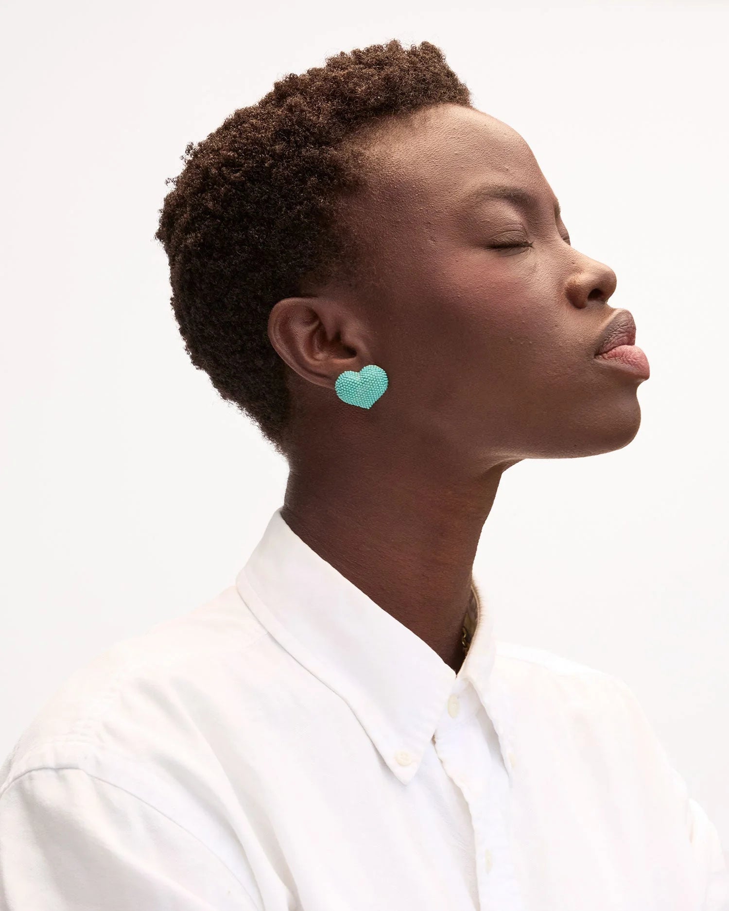 Clare V. Beaded Heart Stud Earrings JW-ER-EA-100095