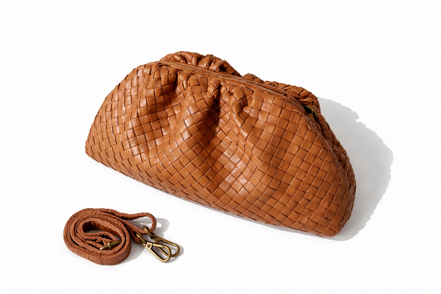 Italian Leather Collection Large Woven Nappa Pouch ILCNWP03