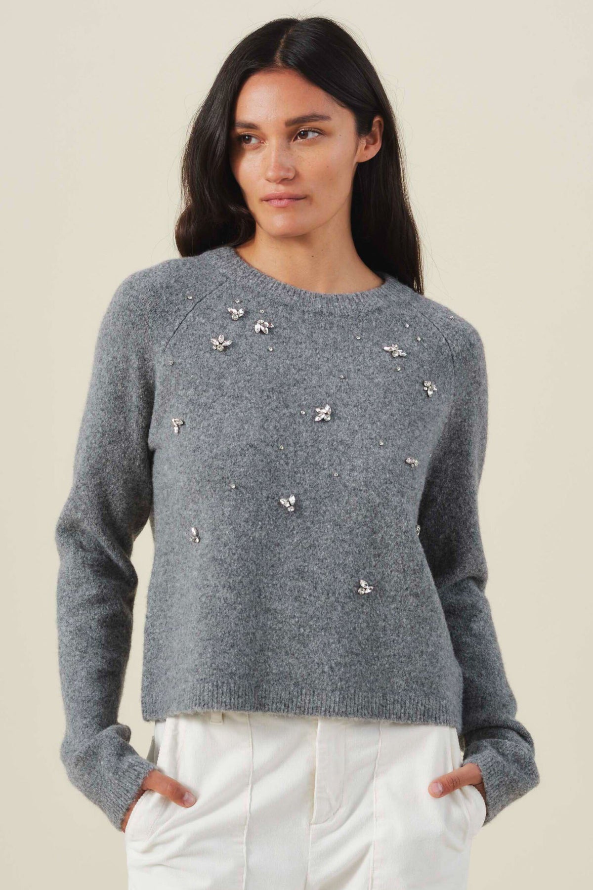 Velvet by Graham and Spencer Jewel Rhinestone Embellished Sweater