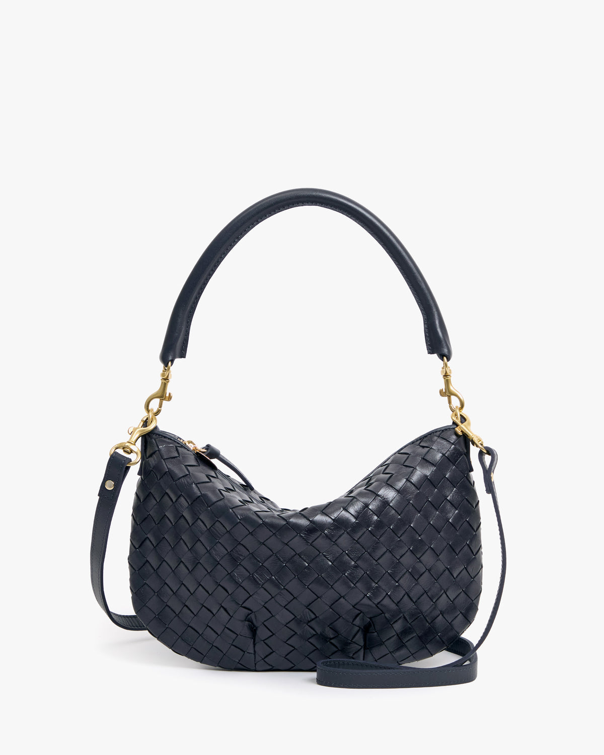 Clare V. Petit Moyen Messenger - Medium Woven Diagonal in Twilight