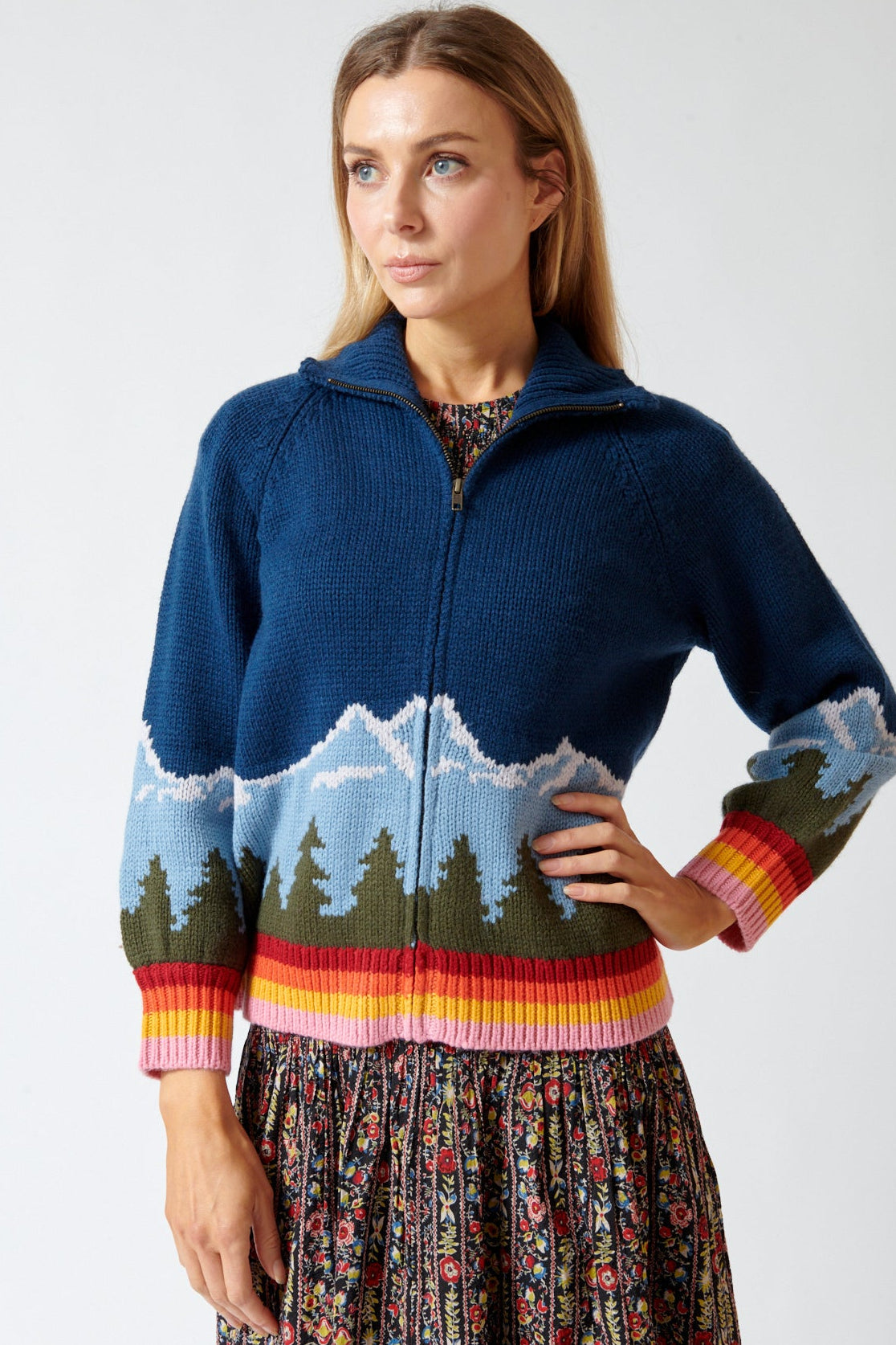 The Great The Vista Full-Zip Sweater Evergreen