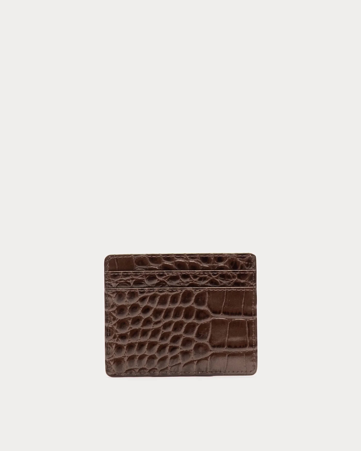 Frances Valentine Card Case Embossed Croc Leather