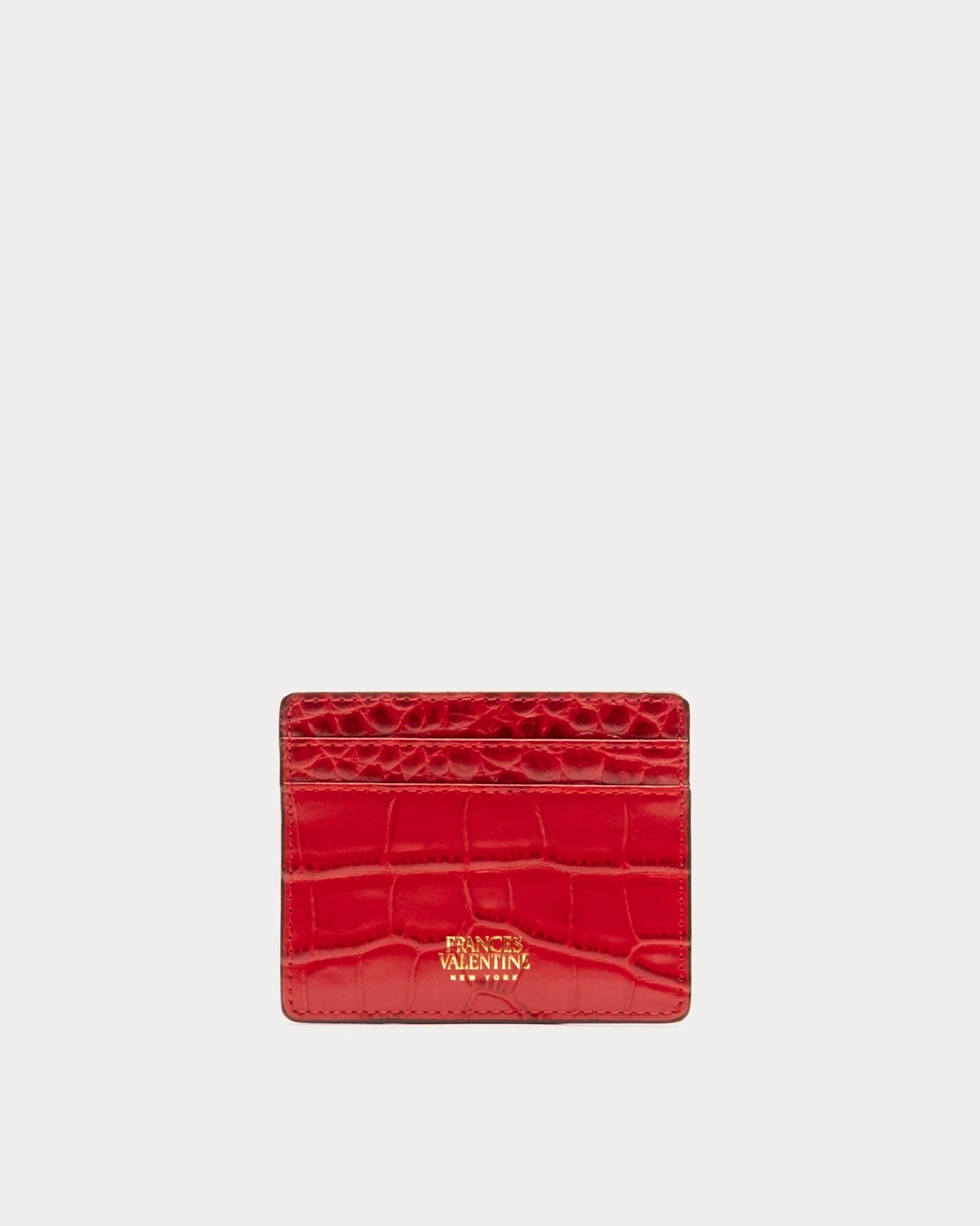 Frances Valentine Card Case Embossed Croc Leather