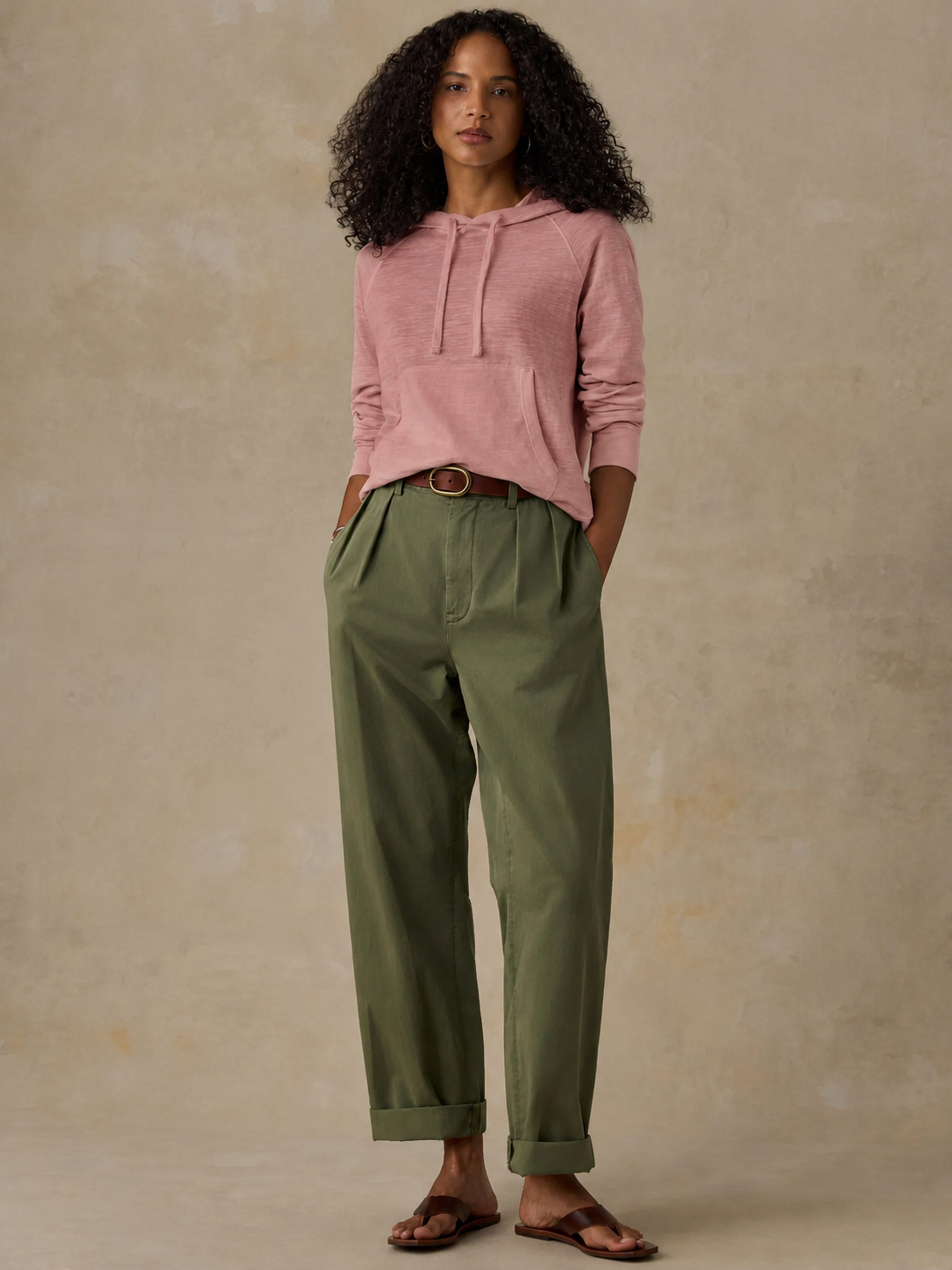 Faherty Sunwashed Slub Hoodie- Nostalgia Rose