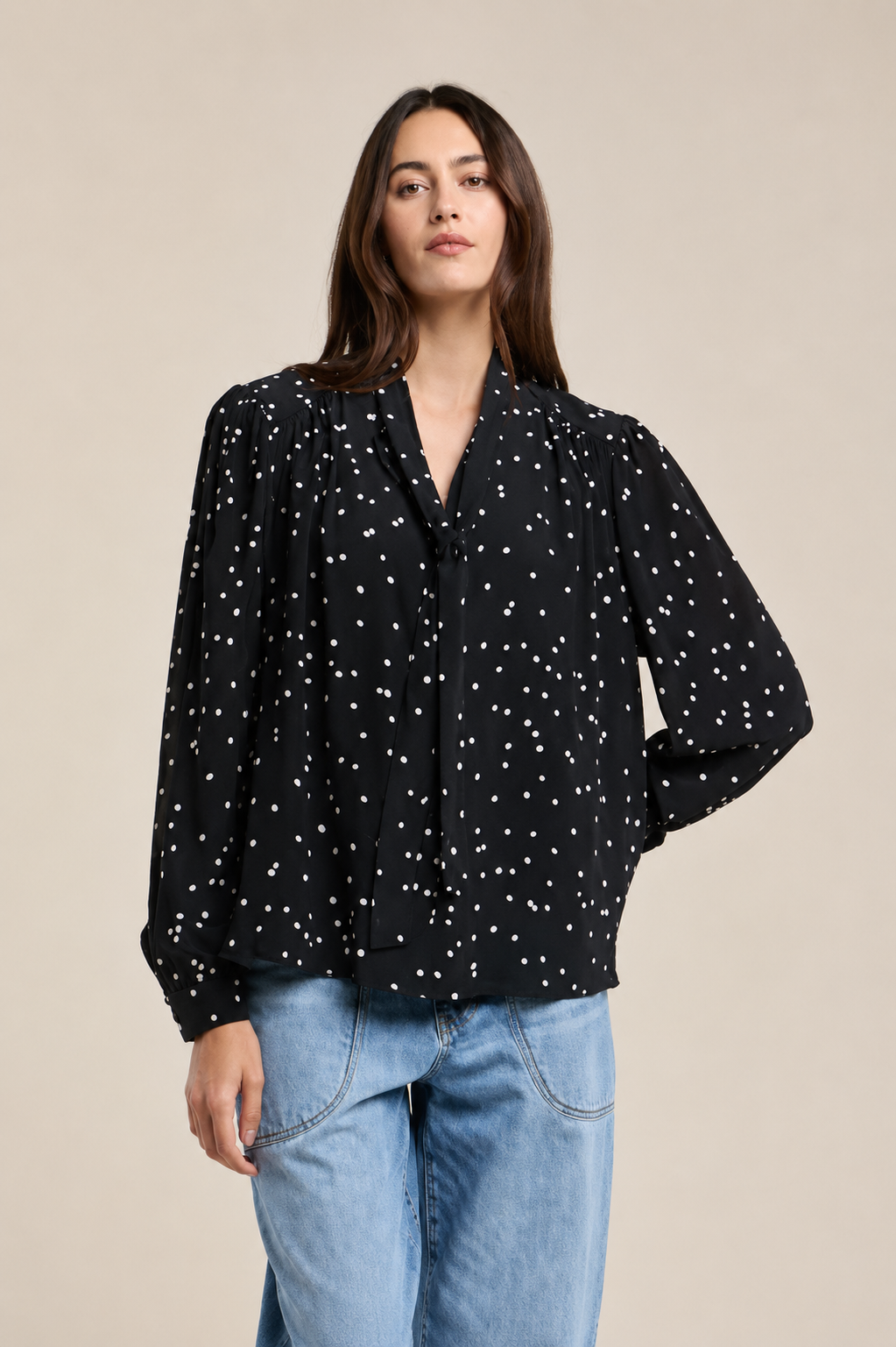 Velvet Alma Tie Neck Blouse