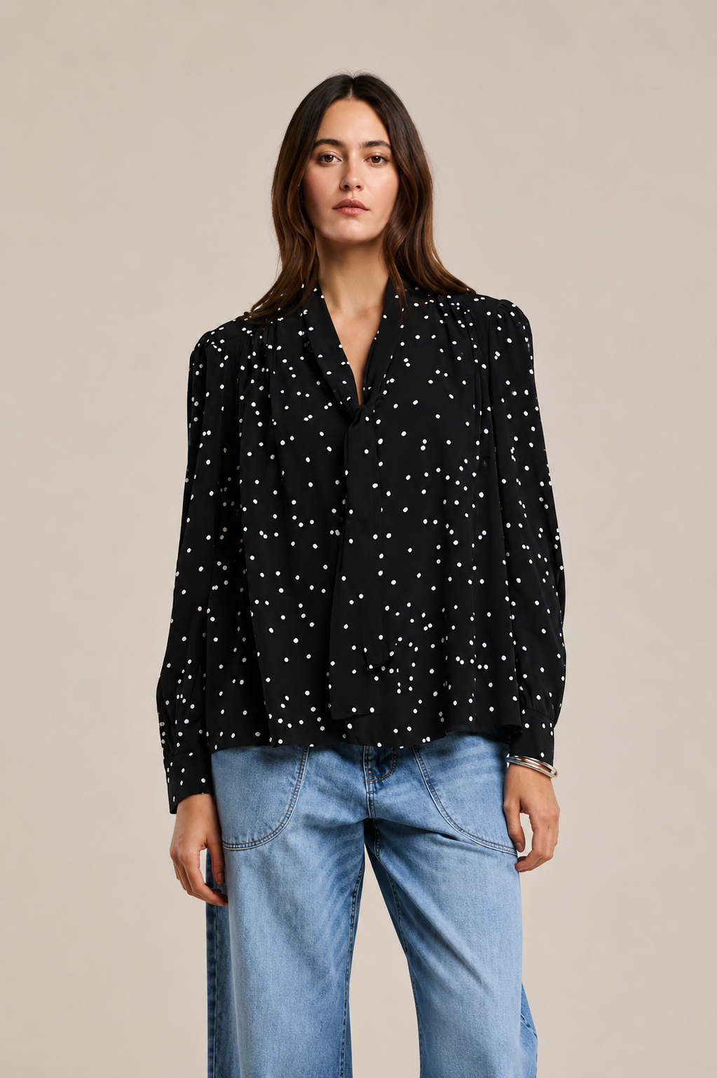 Velvet Alma Tie Neck Blouse