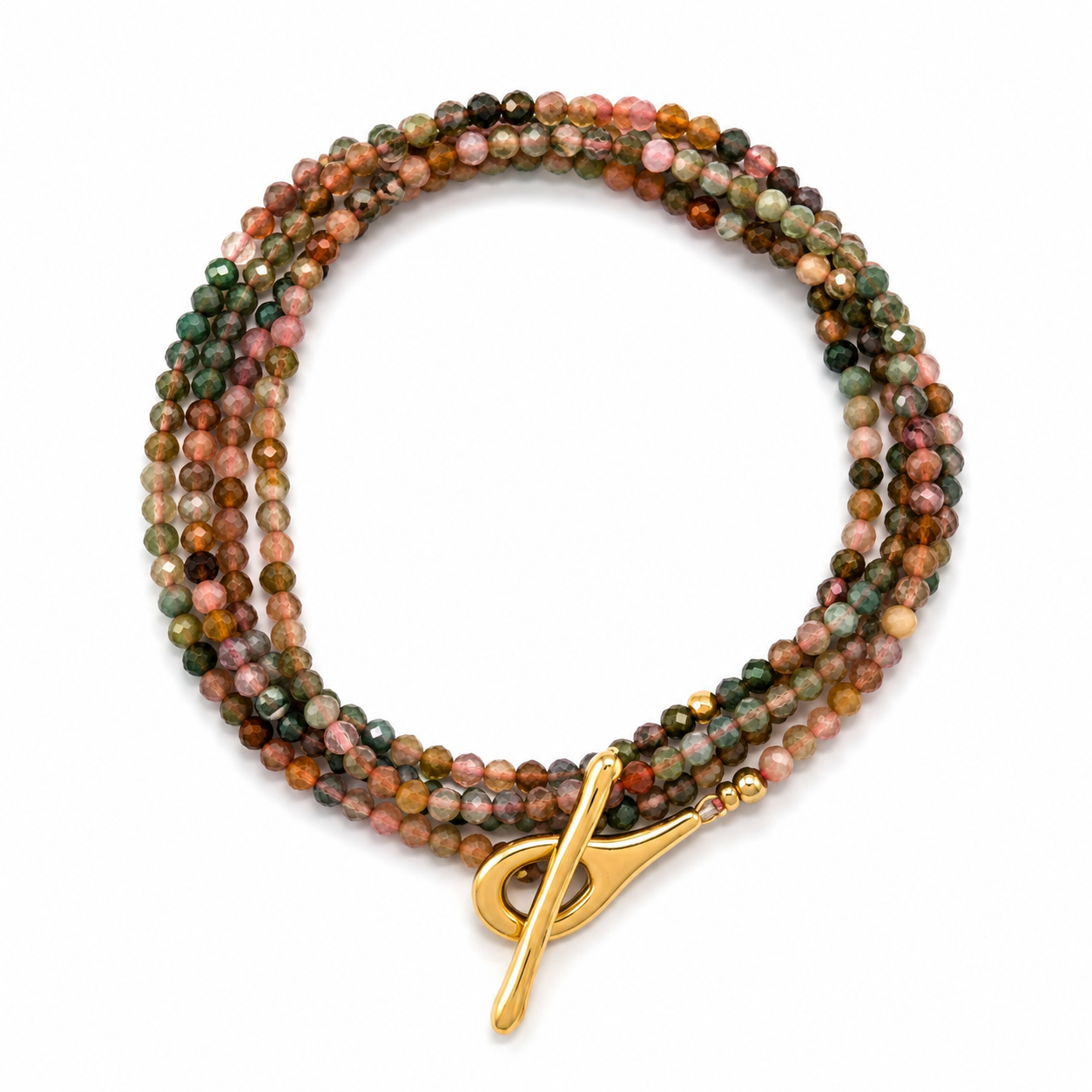 Lizou Faceted Indian Agate Stone Long Necklace/Bracelet