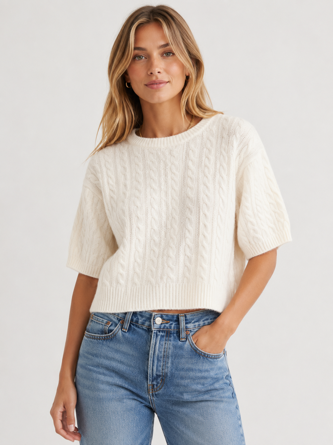 White + Warren Cashmere Short Sleeve Sweater 21800