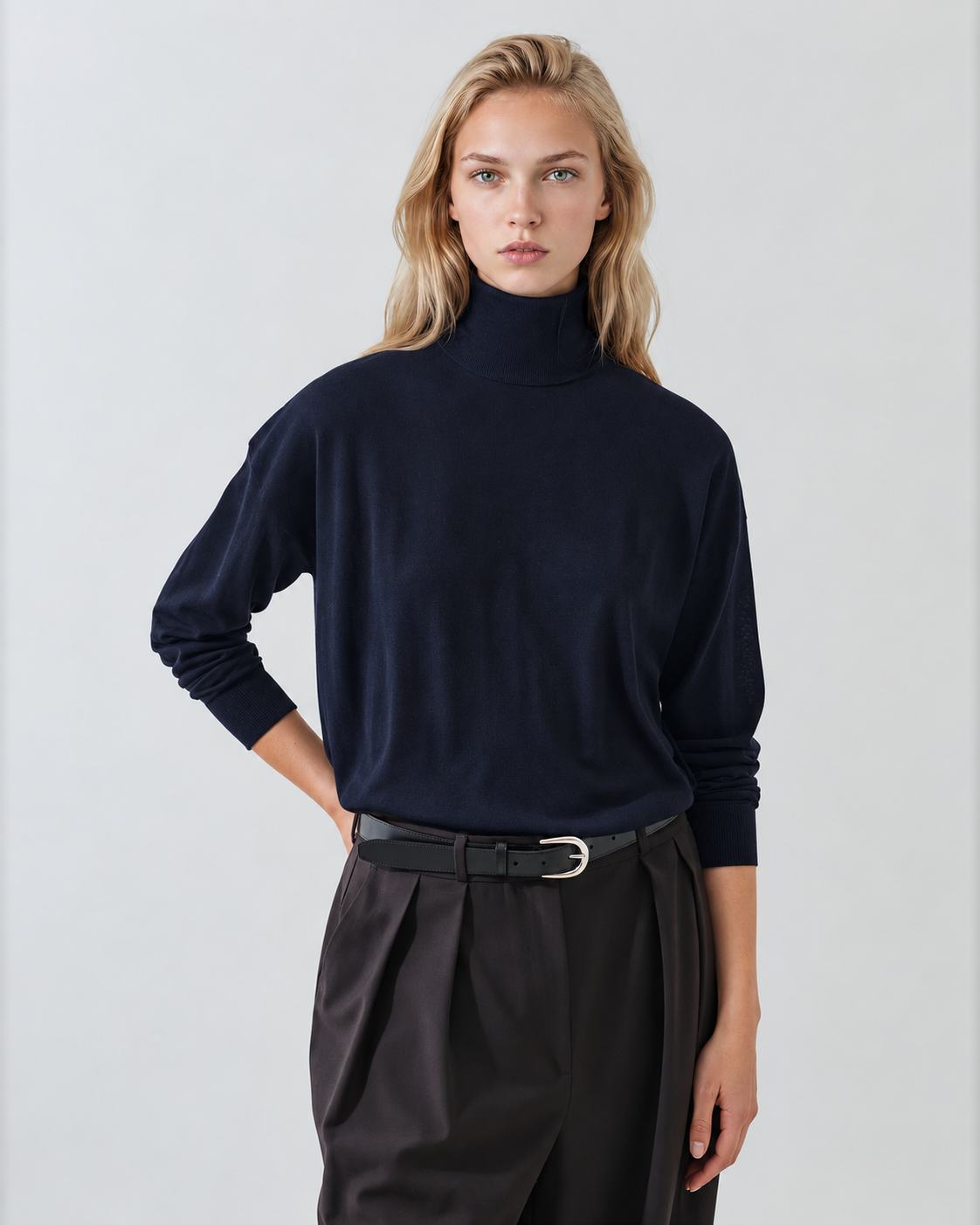 Patrick Assaraf Relaxed Extrafine Merino Turtleneck W116T01