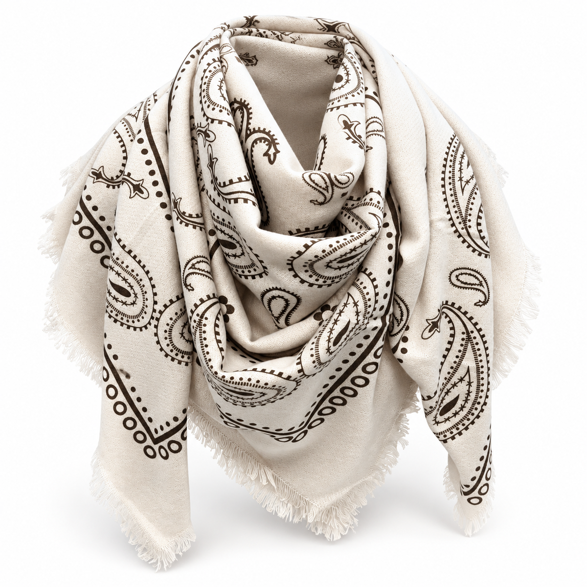 Catherine's Paisley Large Square Cotton/Wool Scarf K2
