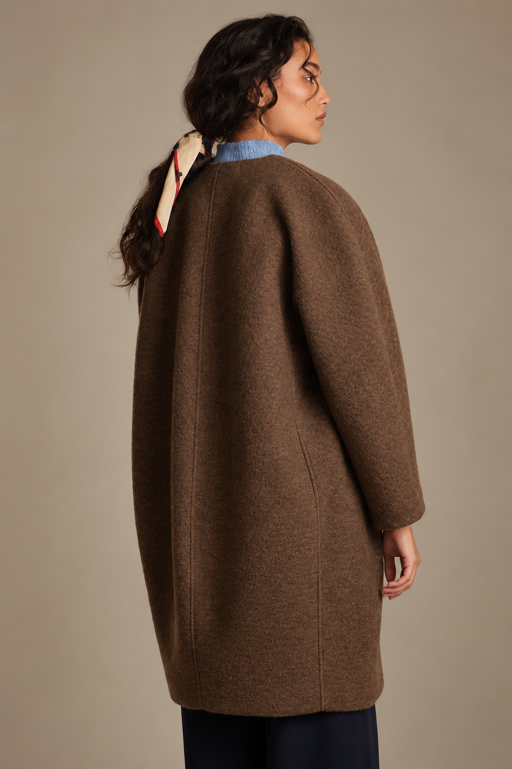Chie Mihara Muse Wool Coat in Taupe