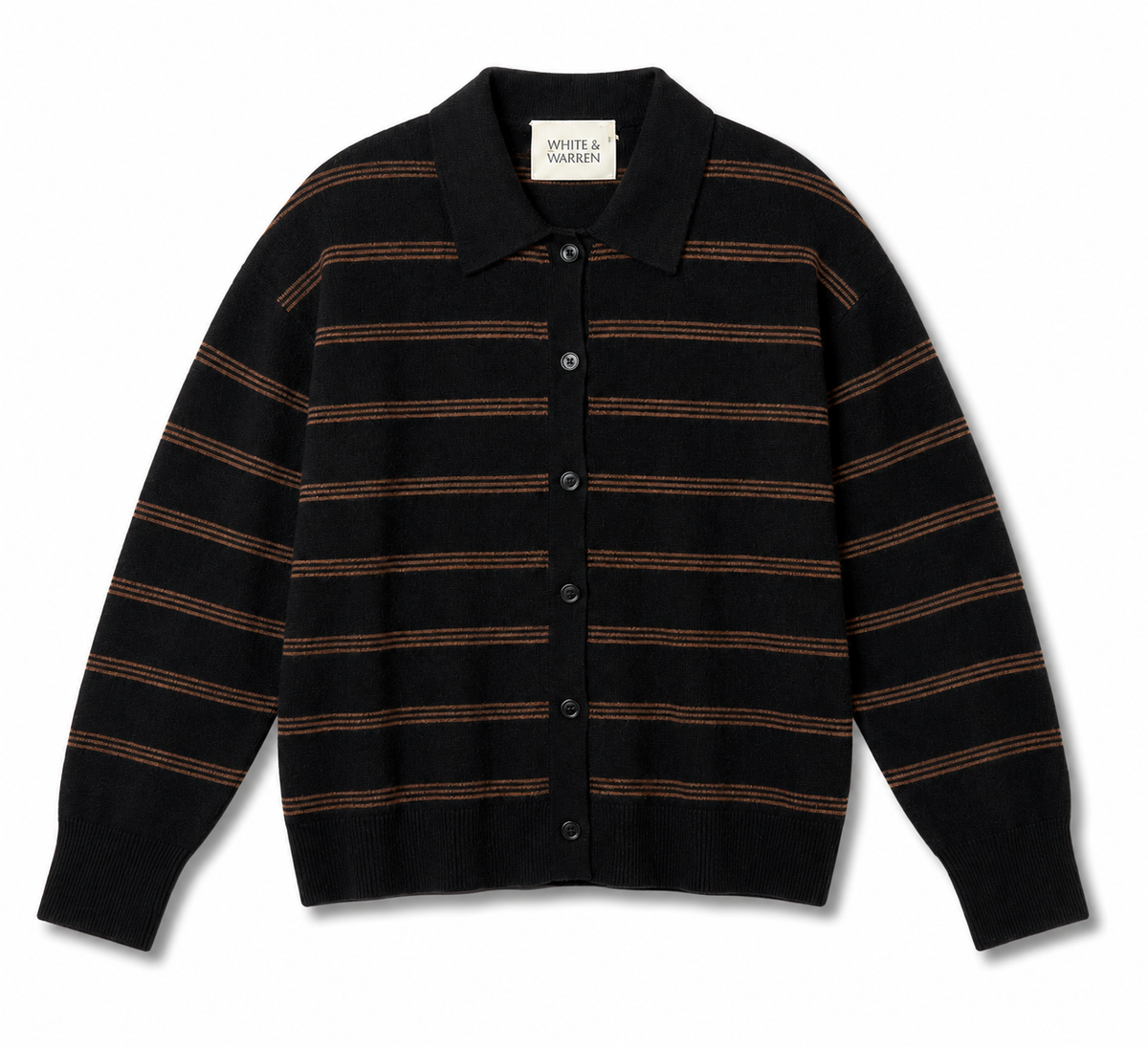 White + Warren Cashmere Striped Cardigan 21467A