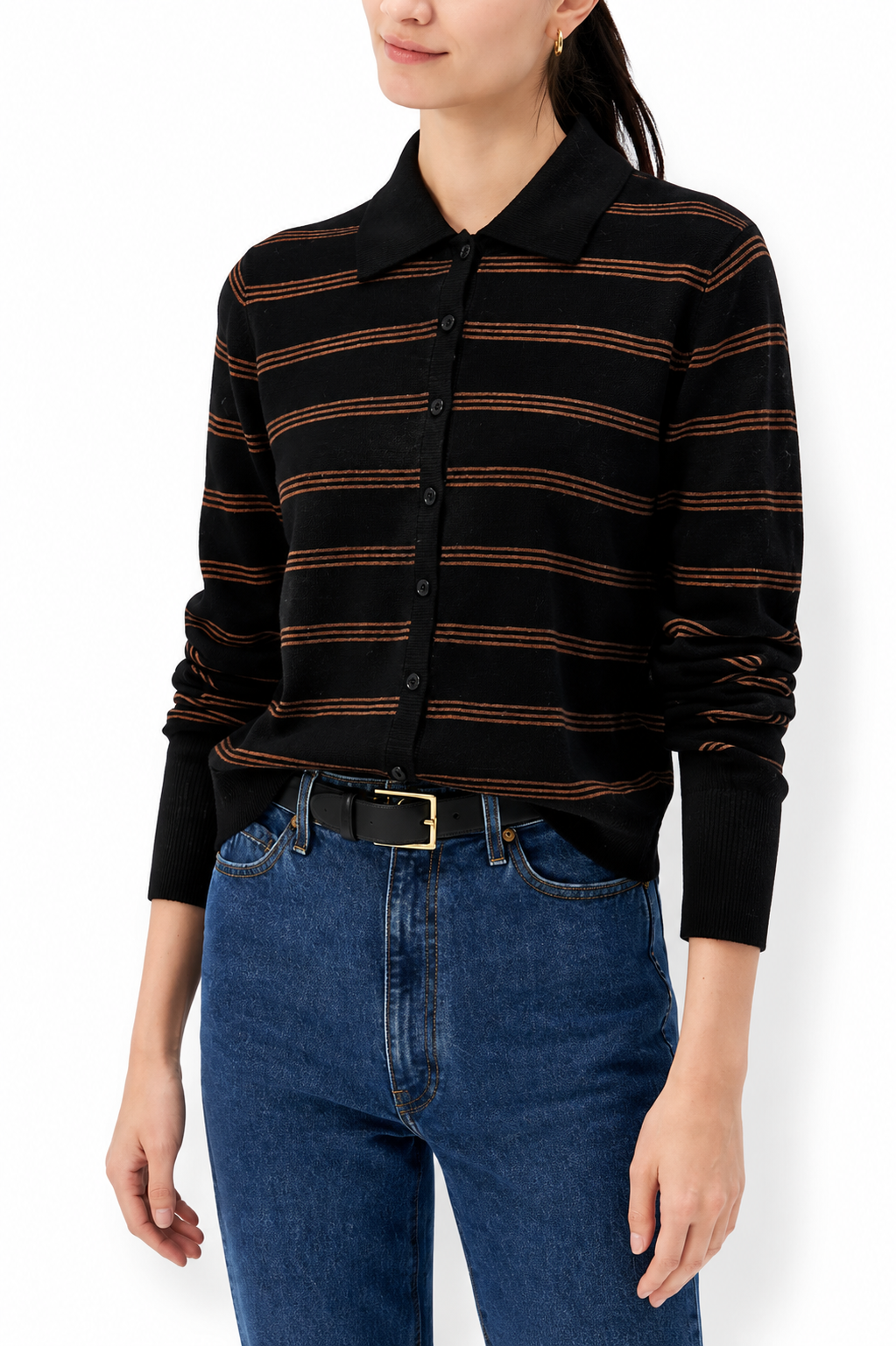 White + Warren Cashmere Striped Cardigan 21467A