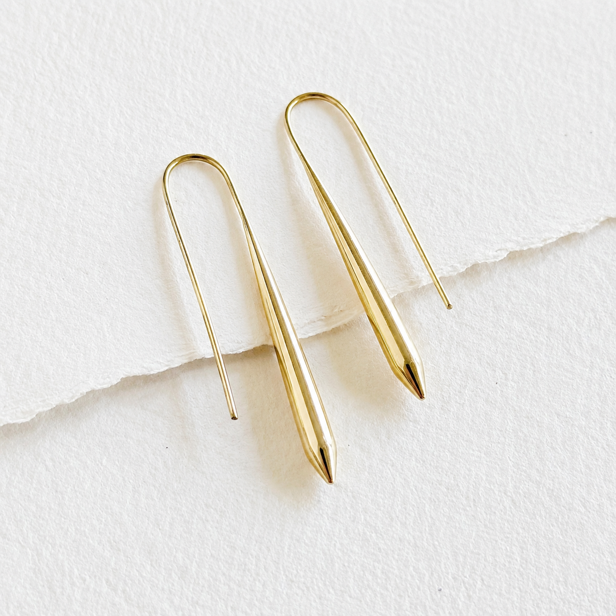 Bisjoux Brass Drop Needle Spear Spike Earrings