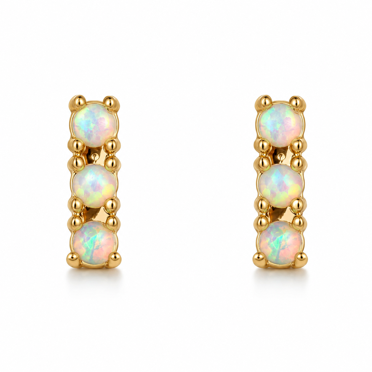 Heilo Jewelry Blue Opal Triple Bar Earrings