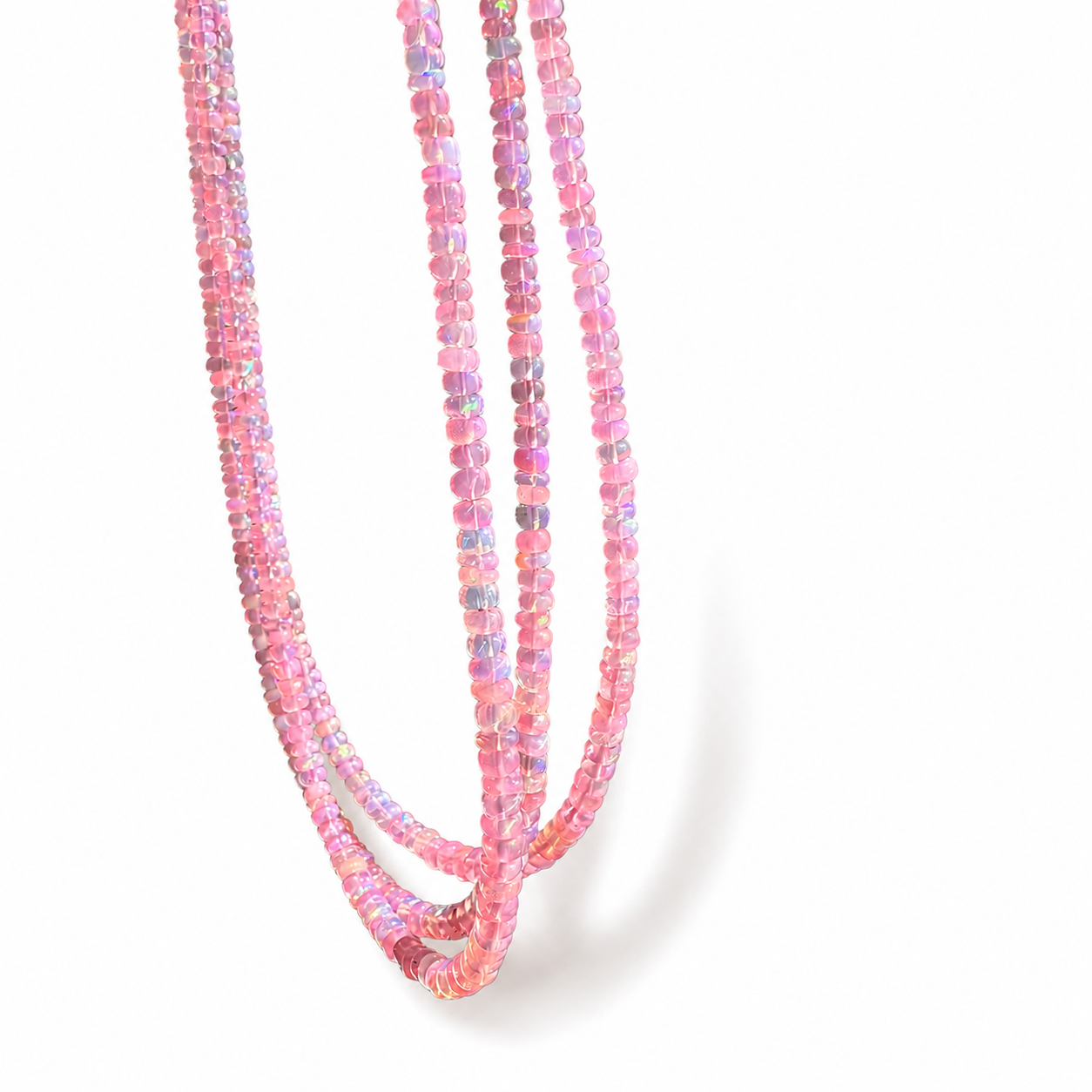 Anokhi Green Light Pink Ethiopian Opal Necklace NKB121
