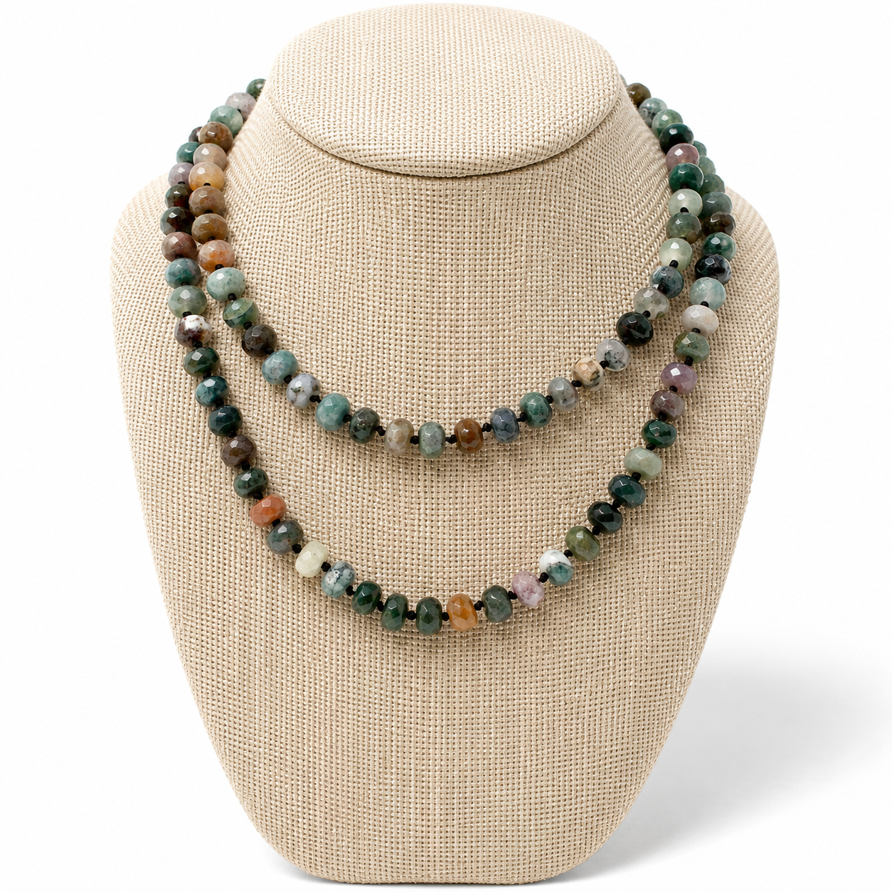 Lizou Hand-Knotted Long Agate Knotted Necklace