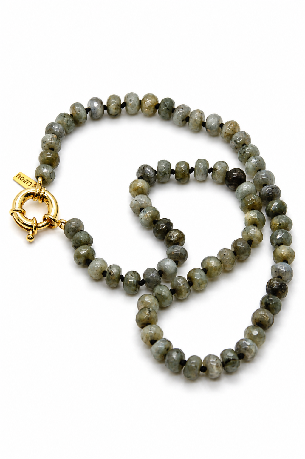 Lizou Hand-Knotted Faceted Labradorite Beaded Necklace