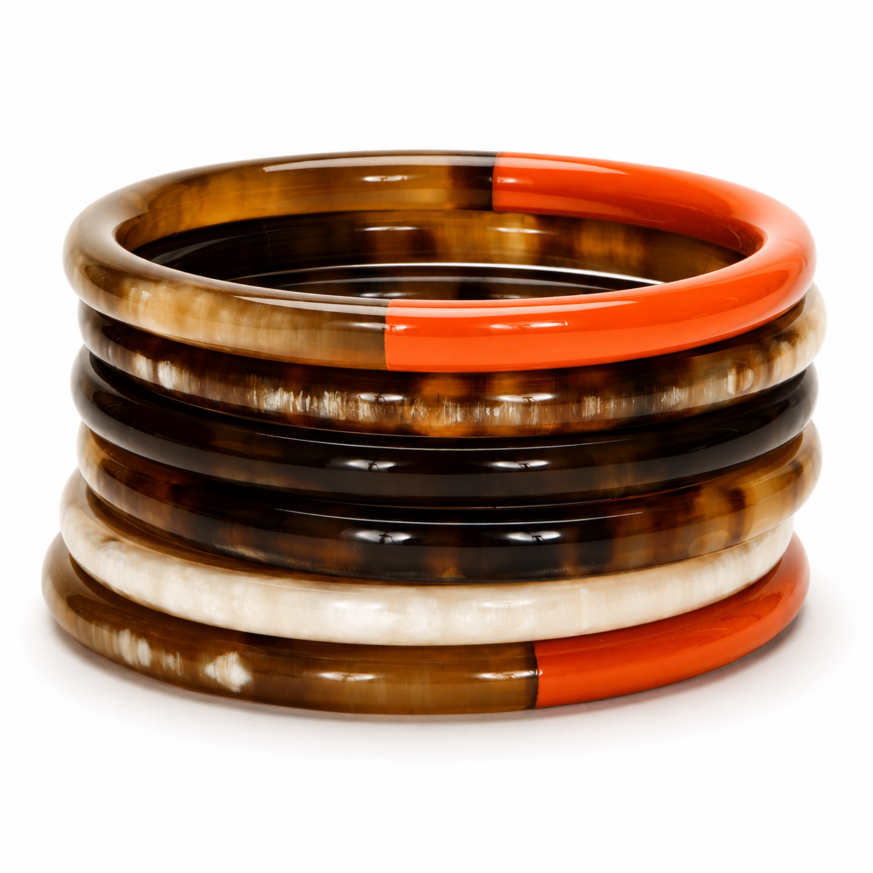 VIVO Natural Horn Set of 7 Bangles With Lacquer CTB092