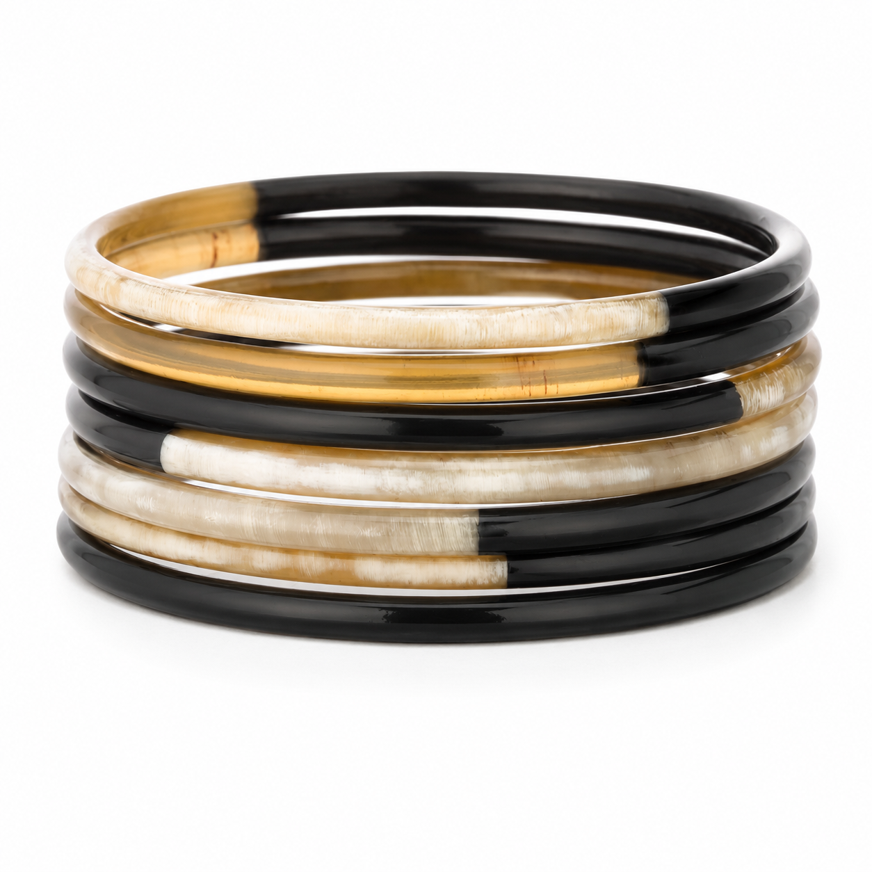 VIVO Natural Horn Bangle Set With Gold Lacquer CTB123