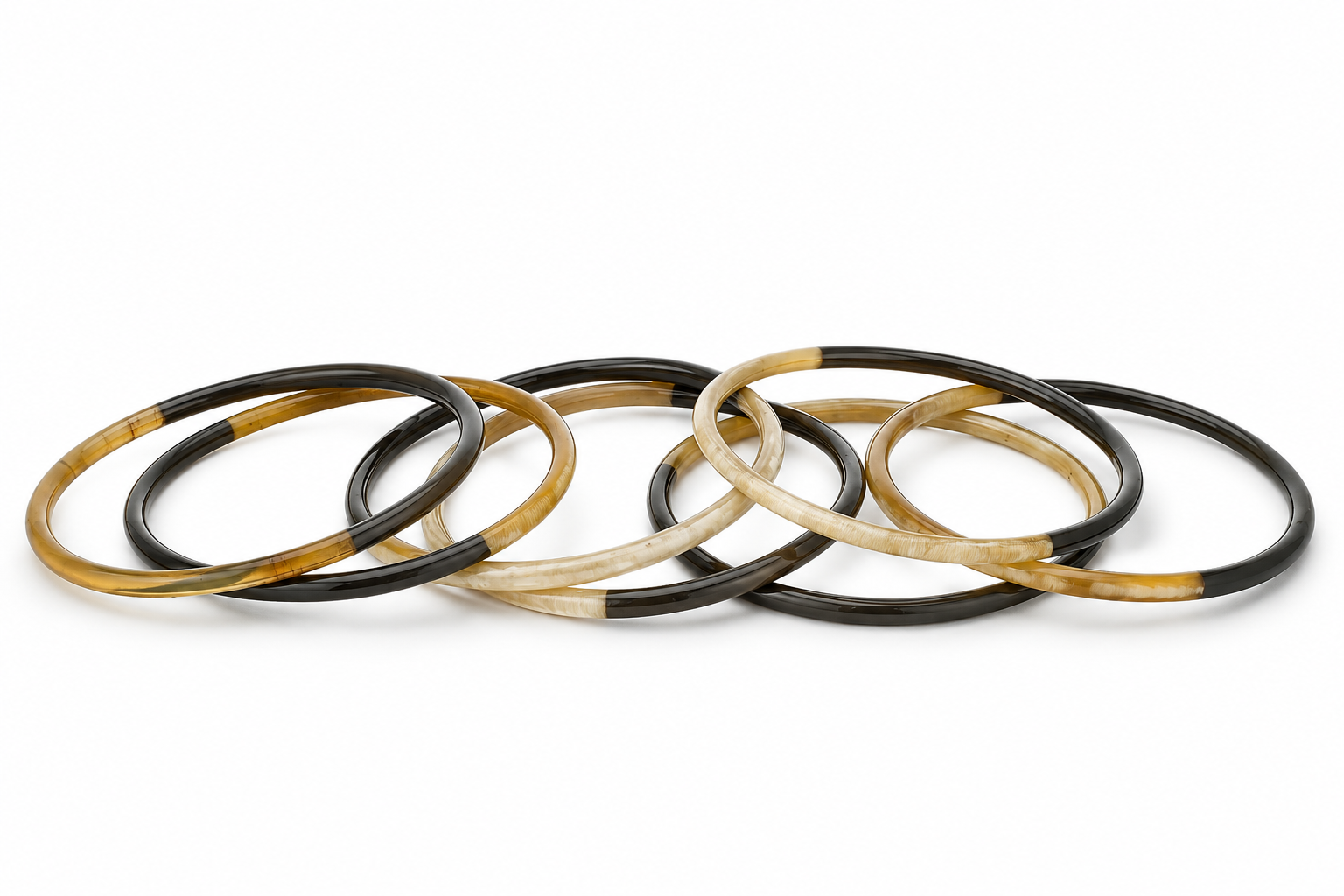 VIVO Natural Horn Bangle Set With Gold Lacquer CTB123