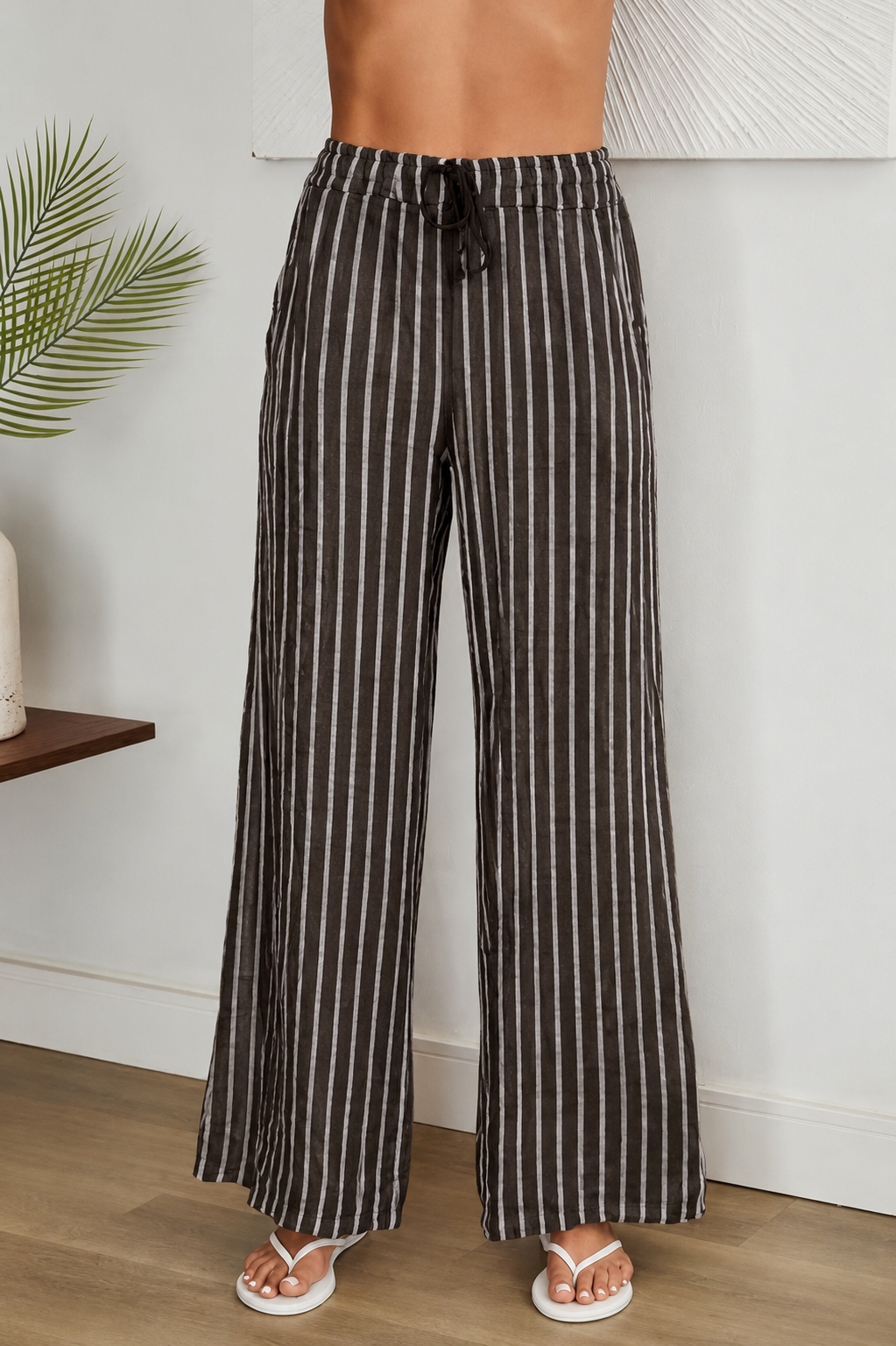 Milio Milano Striped Linen Pants w/ Drawstring Waist 2557