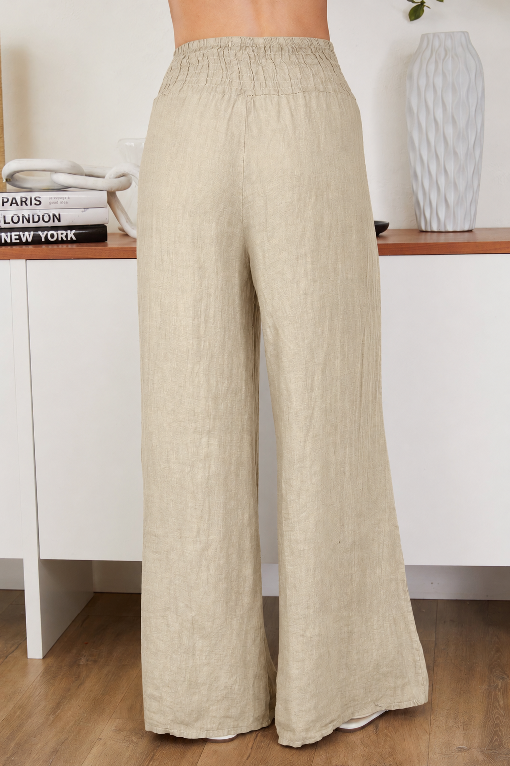 Milio Milano Linen Smocked Waist Wide Leg Pant 155075