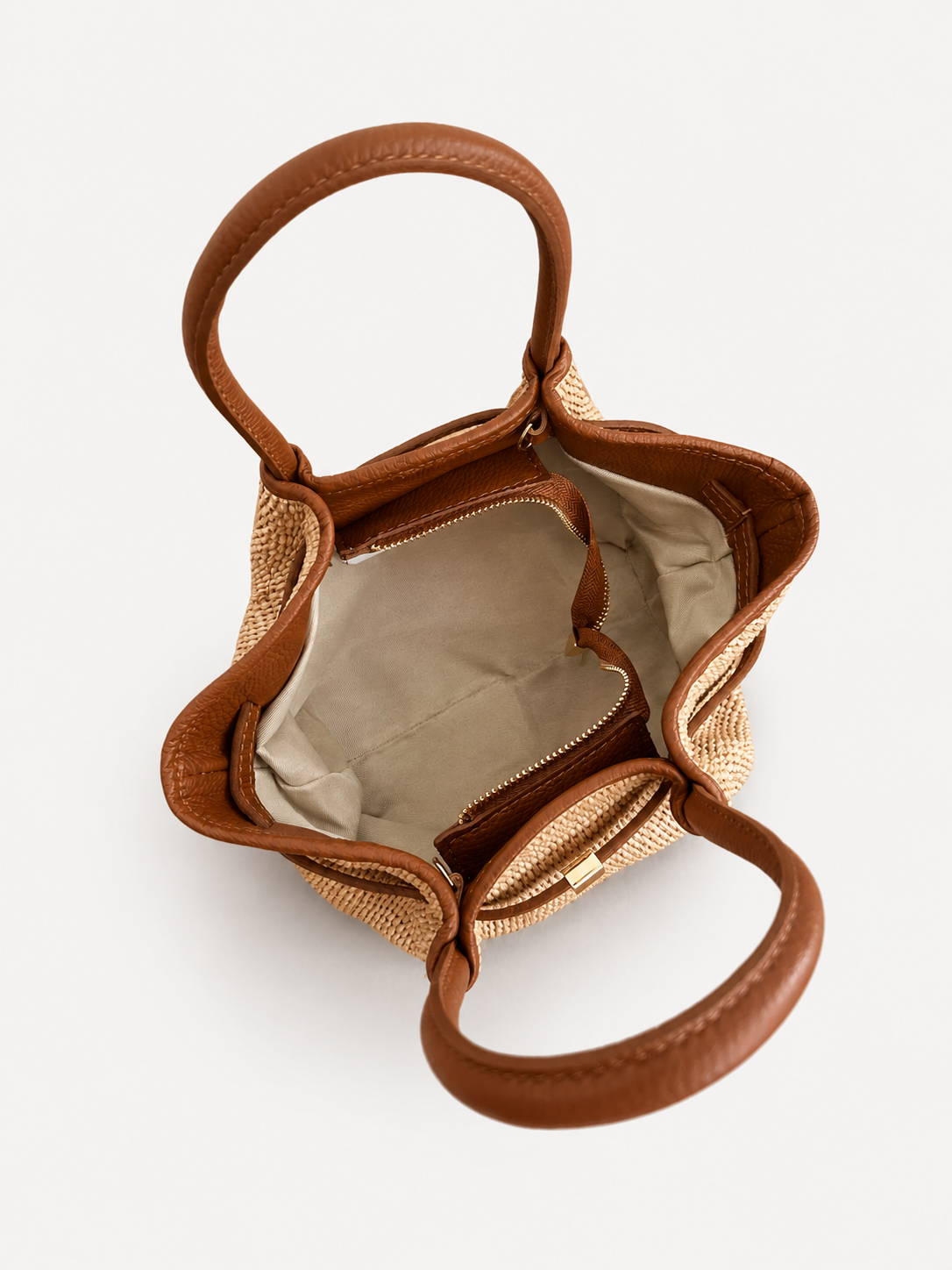 Italian Leather Collection Large Corrine Raffia Bag