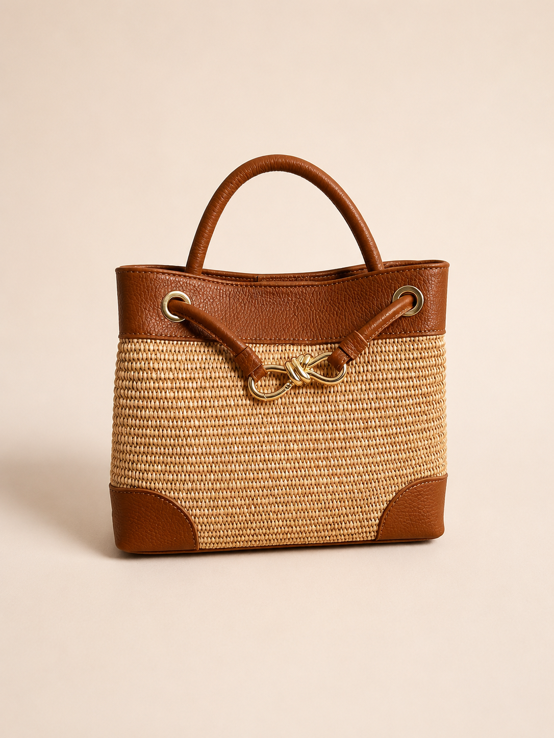 Italian handbag Collection Felipa Convertible Raffia Handbag with Gold