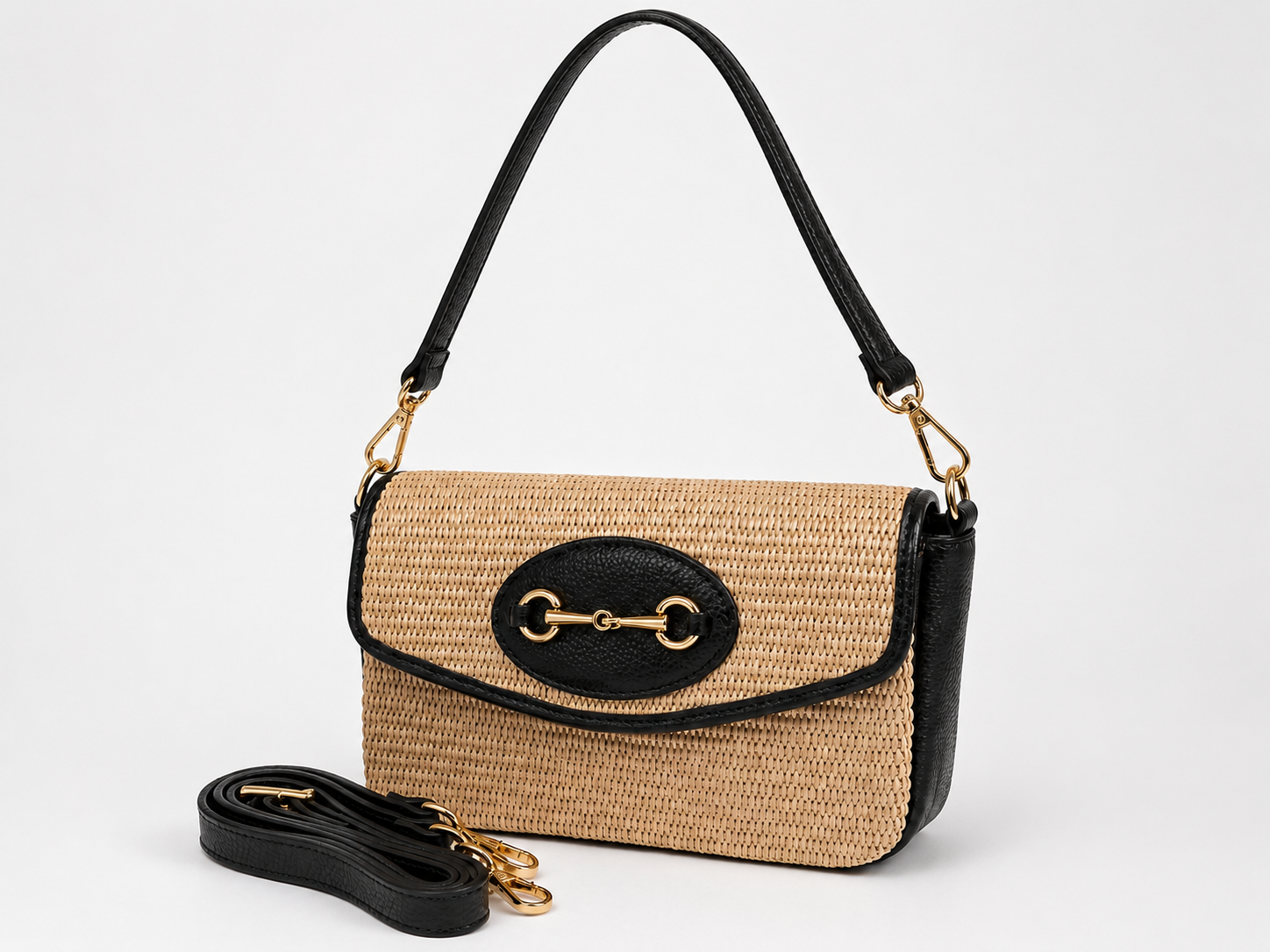 Italian Leather Collection Jess Raffia Cross Body Bag