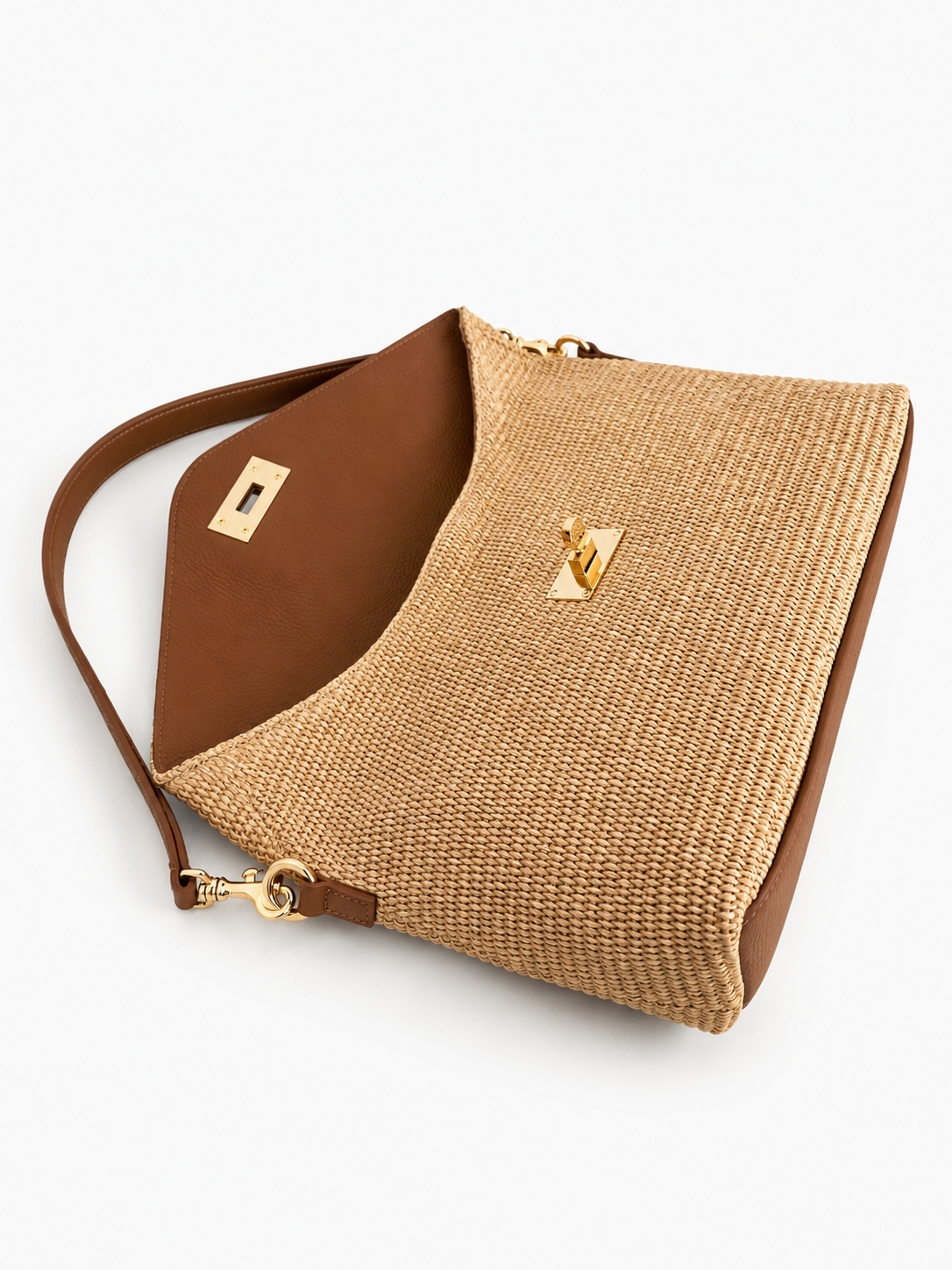 Italian Leather Collection Paige Oversized Raffia Shoulder Bag
